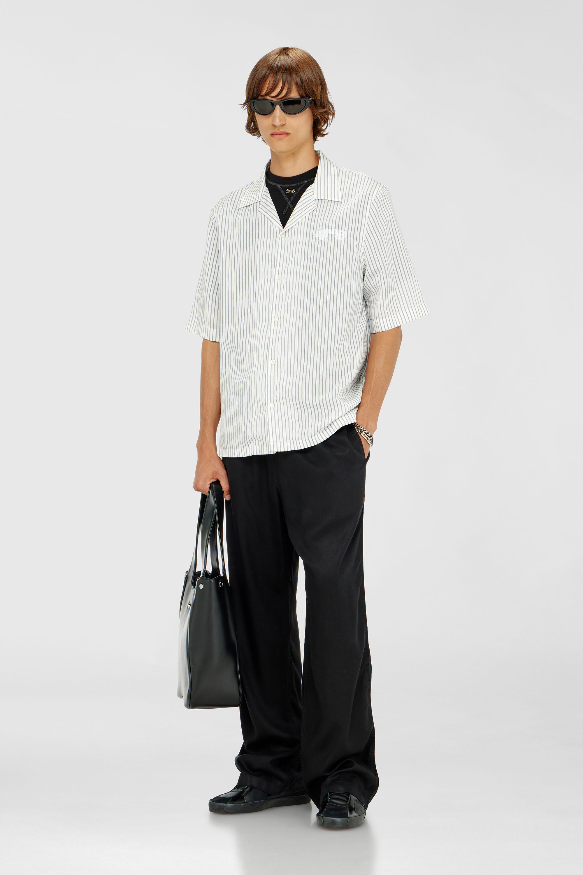 Diesel - P-DREYER-C, Man's Drawstring pants in faded twill in Black - 2