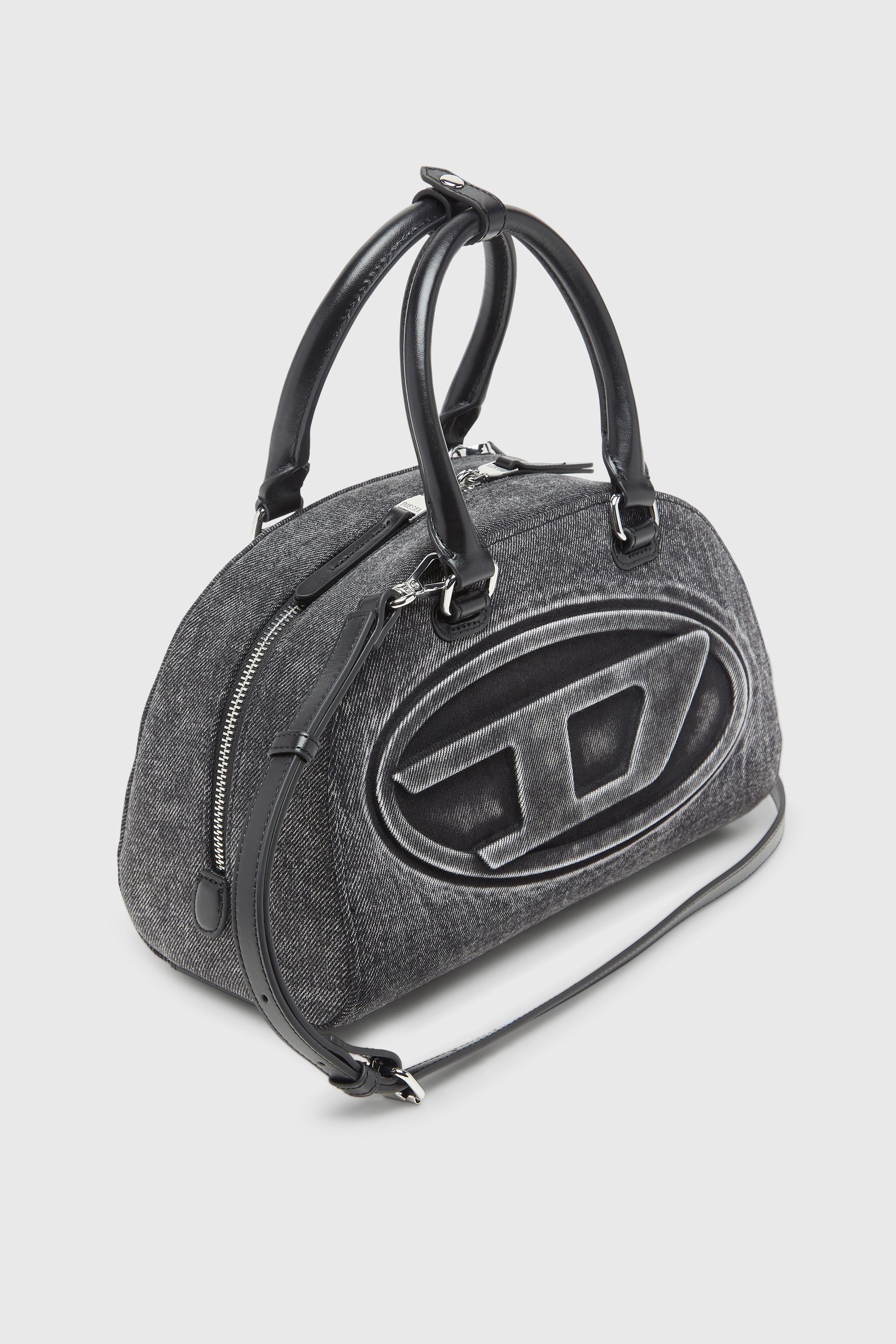 Diesel - 1DR DOME TOP HANDLE, Woman's 1DR Dome-Bowling bag in washed denim in Grey - 6
