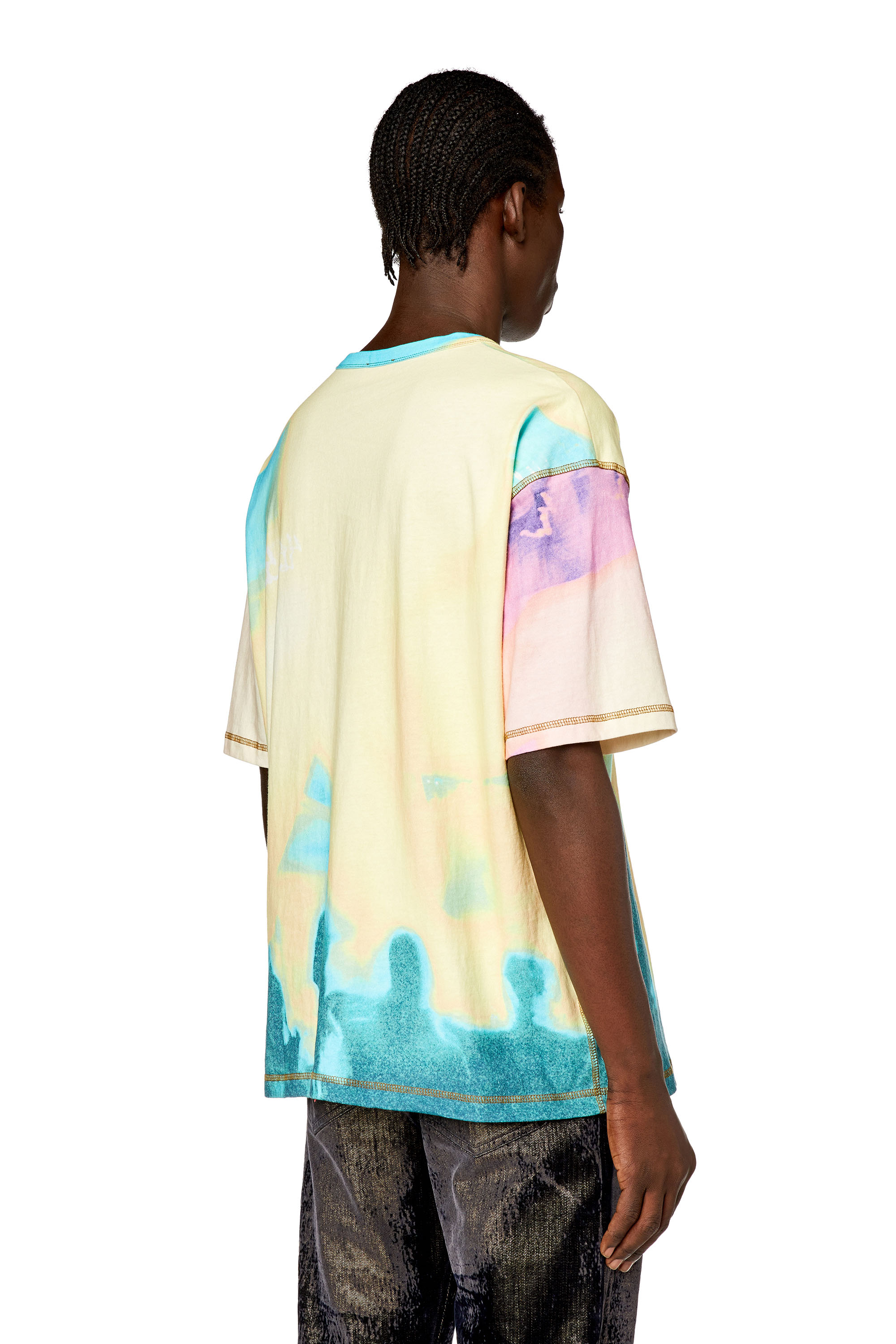 Diesel - T-WASH-COLOR, Man T-shirt with faded pastel print in Yellow - Image 4