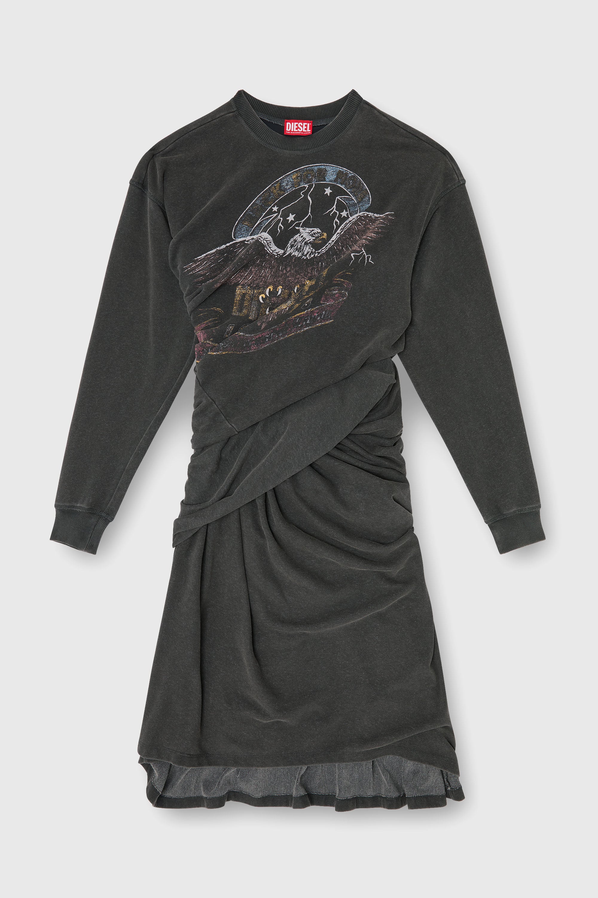 Diesel - D-NENCY, Woman's Sweatshirt dress with concert graphics in Black - 2