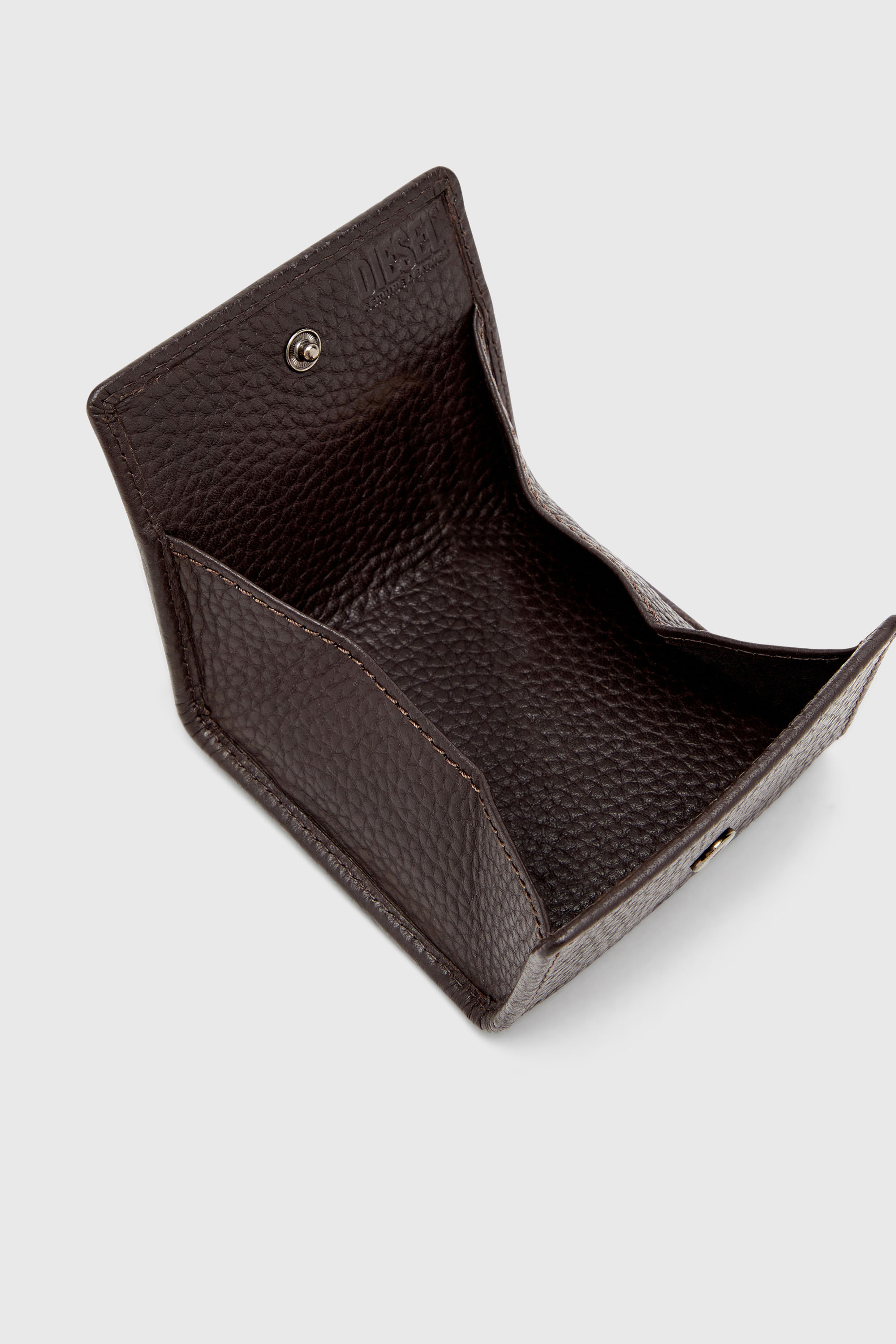 Diesel - HISSU EVO COIN CASE, Man's Coin purse in grainy leather in Dark Brown - 3