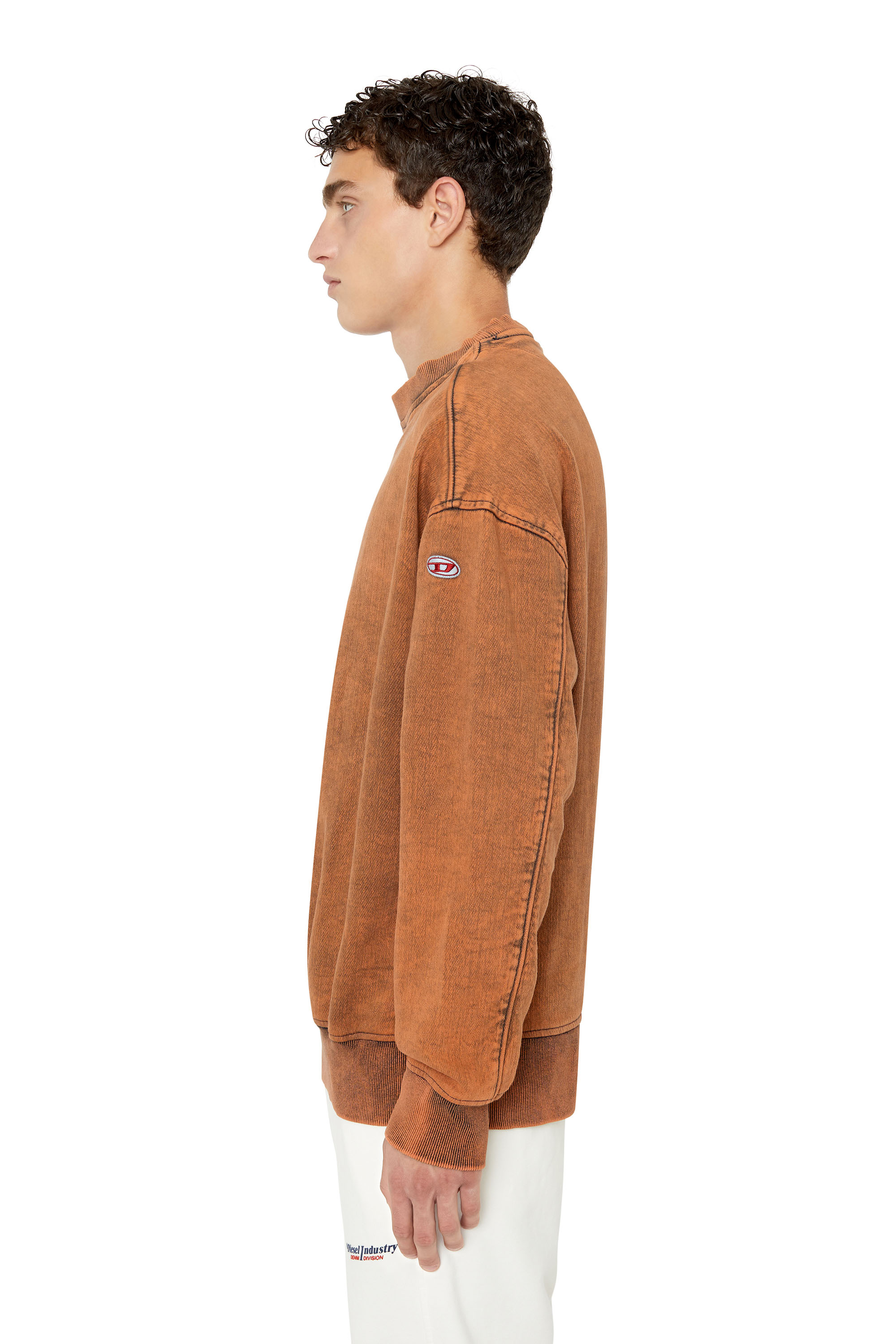 Diesel - D-KRIB TRACK DENIM SWEATSHIRT, Orange - Image 6