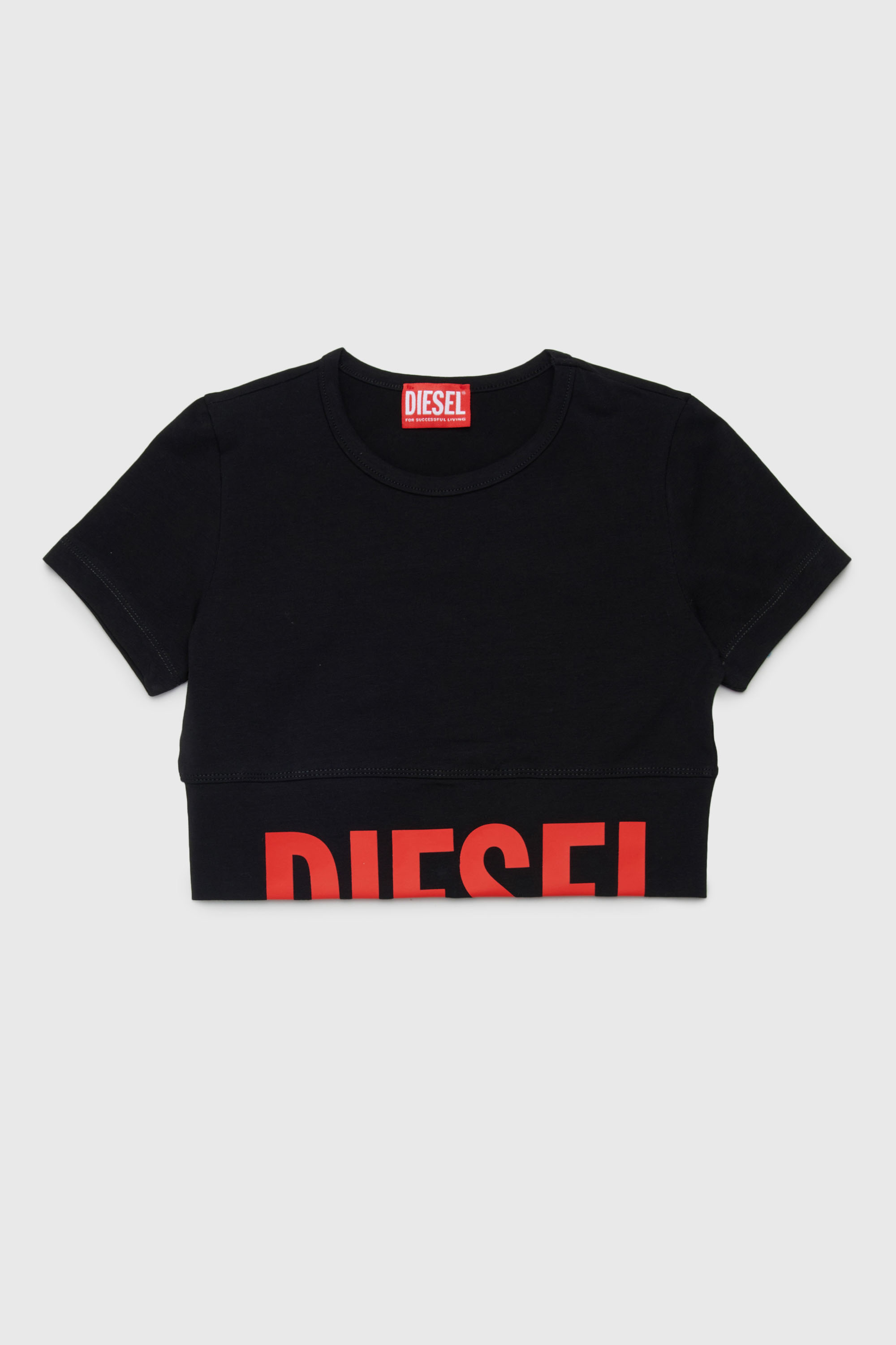 Diesel - TCEFY, Woman's Crop top with cut-off logo in Black - 1