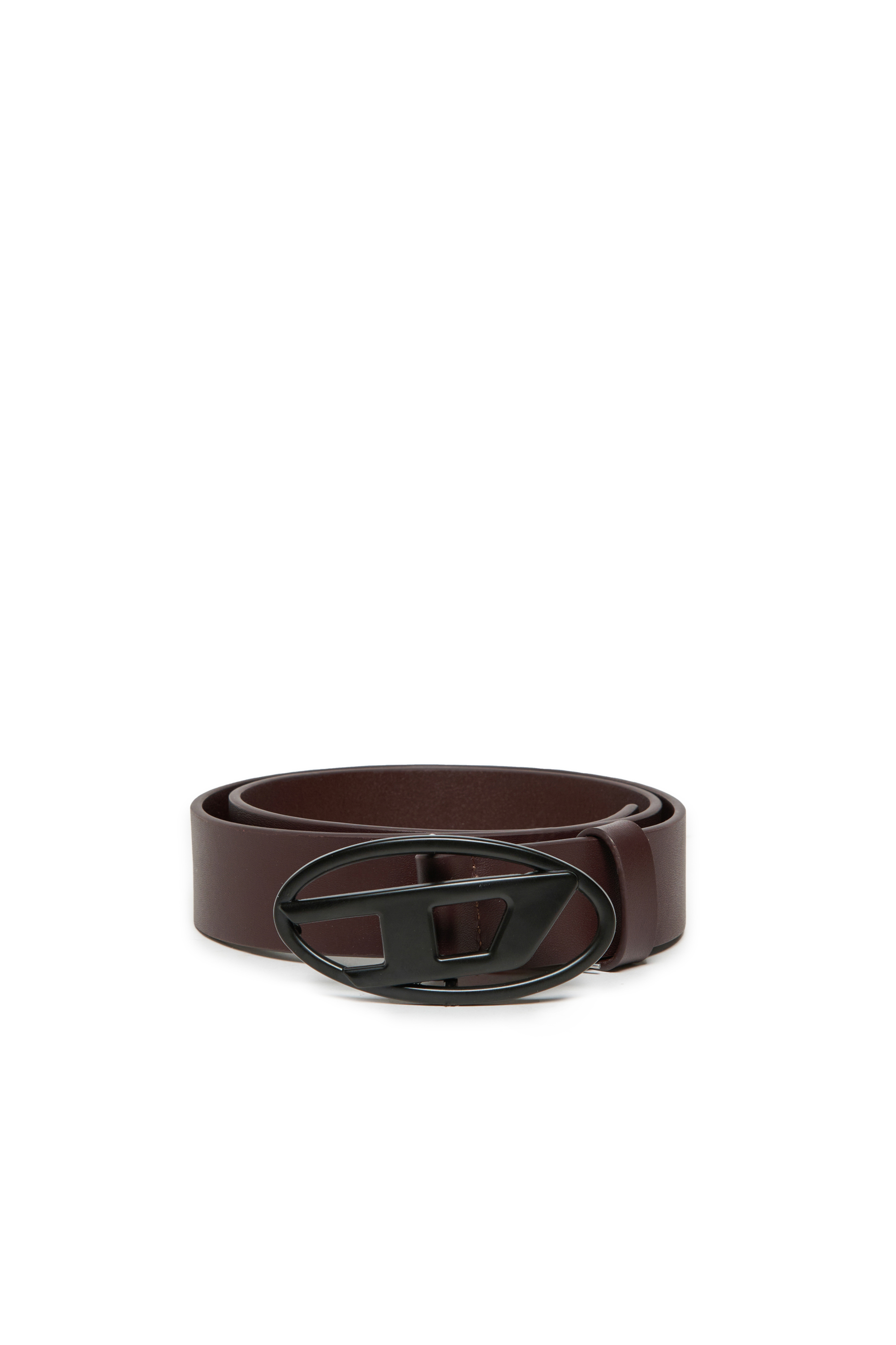 Diesel - B1DRN, Unisex's 3 cm leather belt with Oval D buckle in Brown - 1
