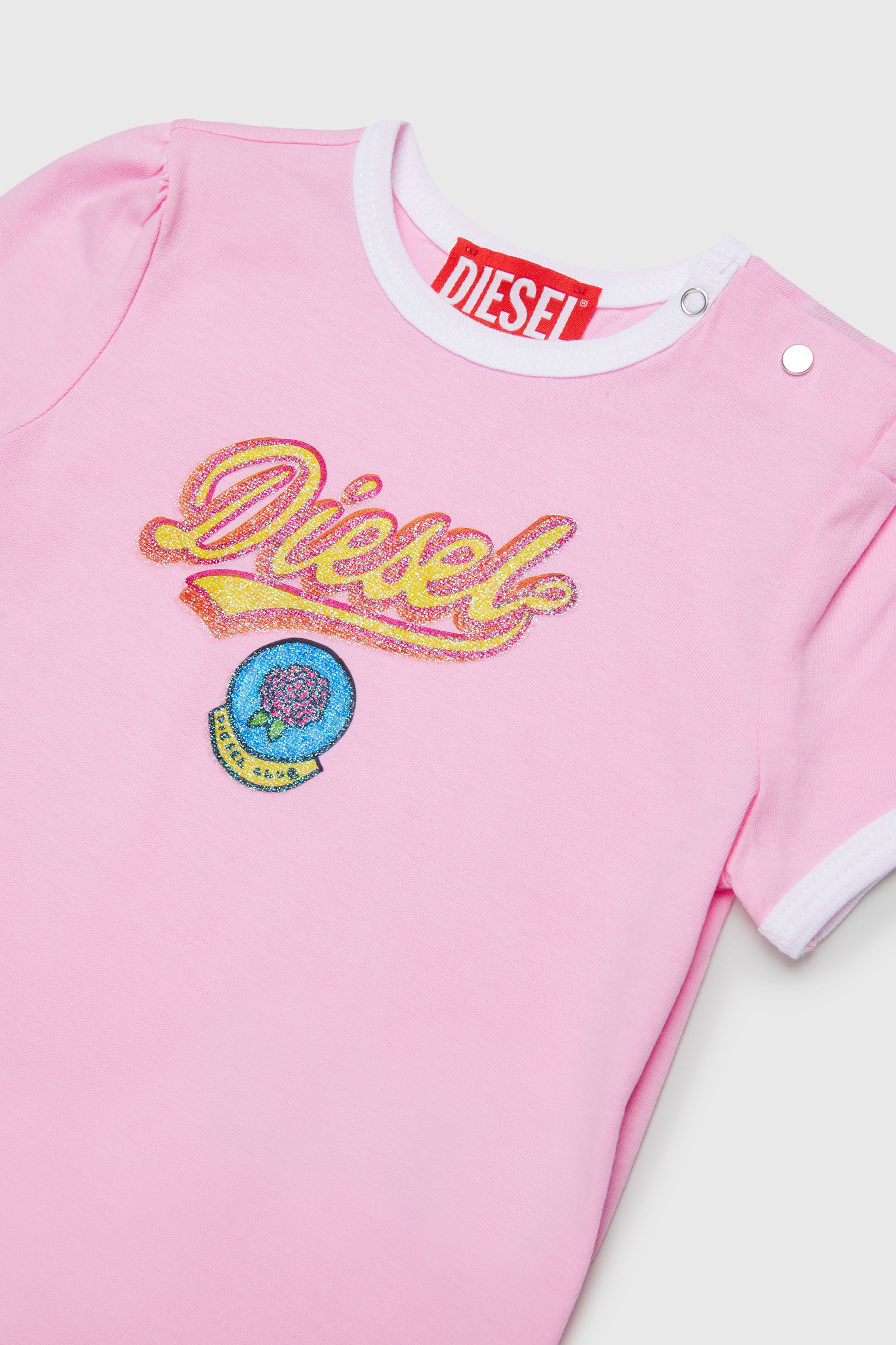 Diesel - TEPAB, Woman's Cotton T-shirt with glitter-effect logo in Pink - 3
