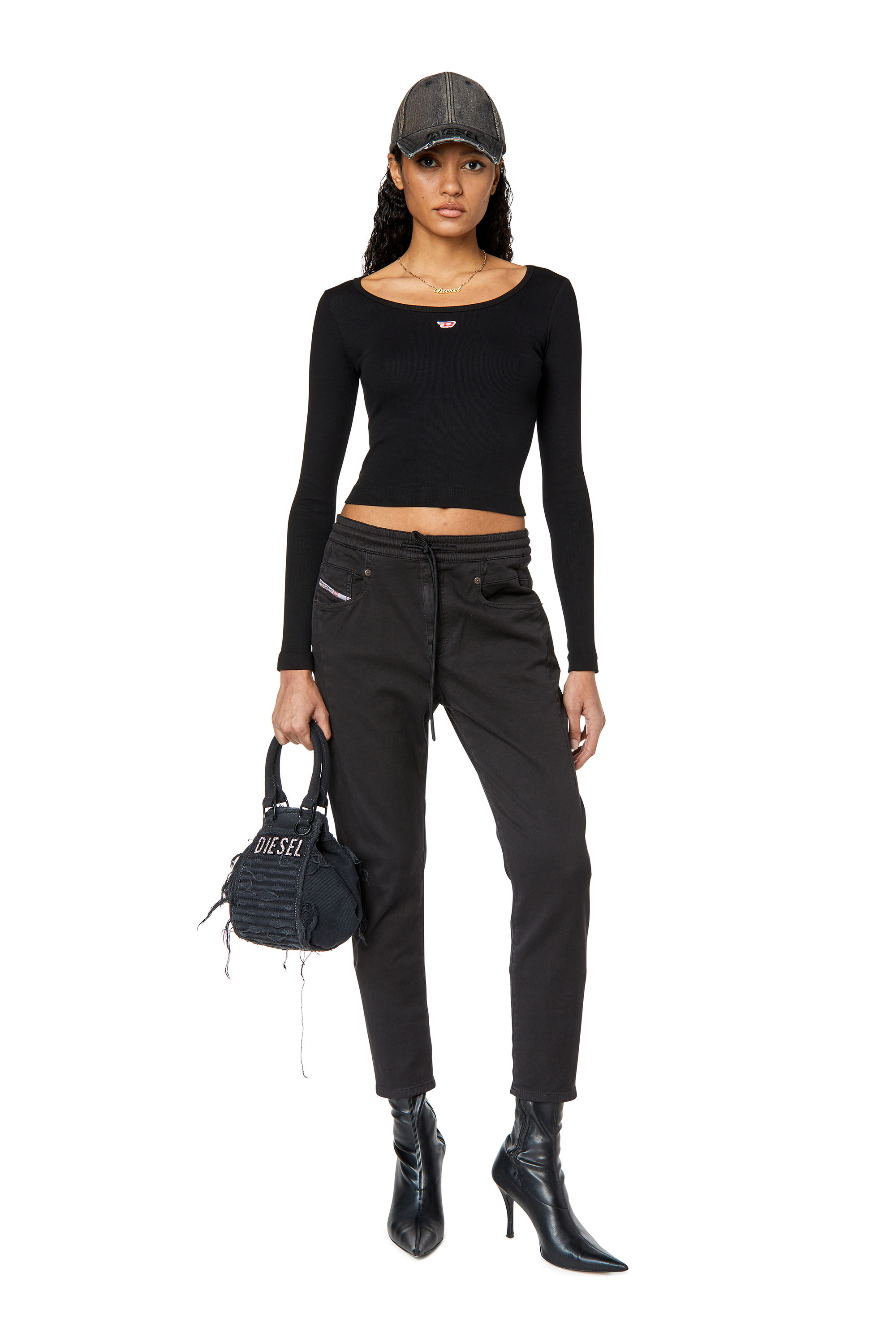 Diesel - Fayza JoggJeans® 068DY Boyfriend, Black/Dark grey - Image 4