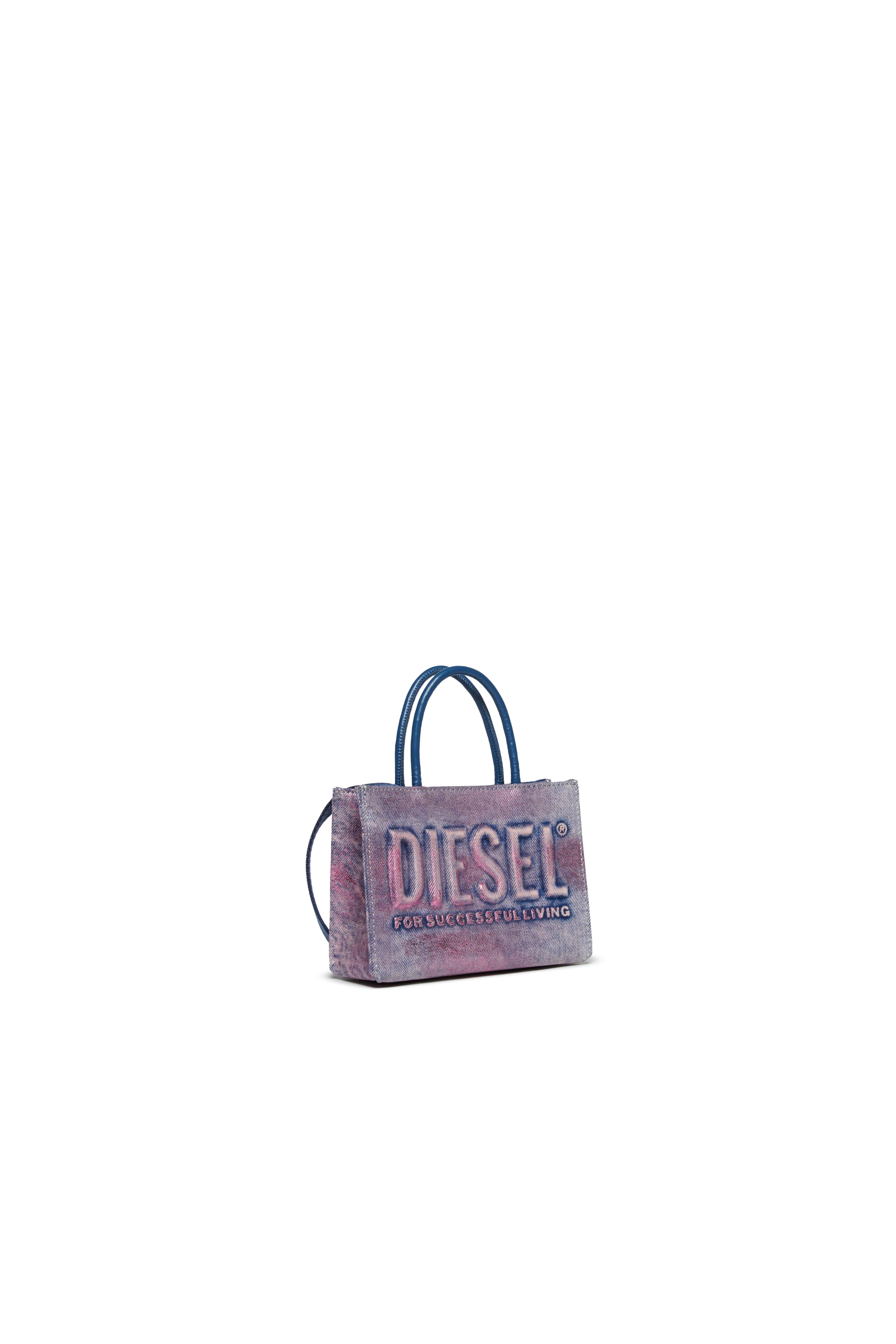 Diesel - DSL 3D MINI BAG, Woman's Dsl 3D - Cotton shoulder bag in Blue/Pink - 3