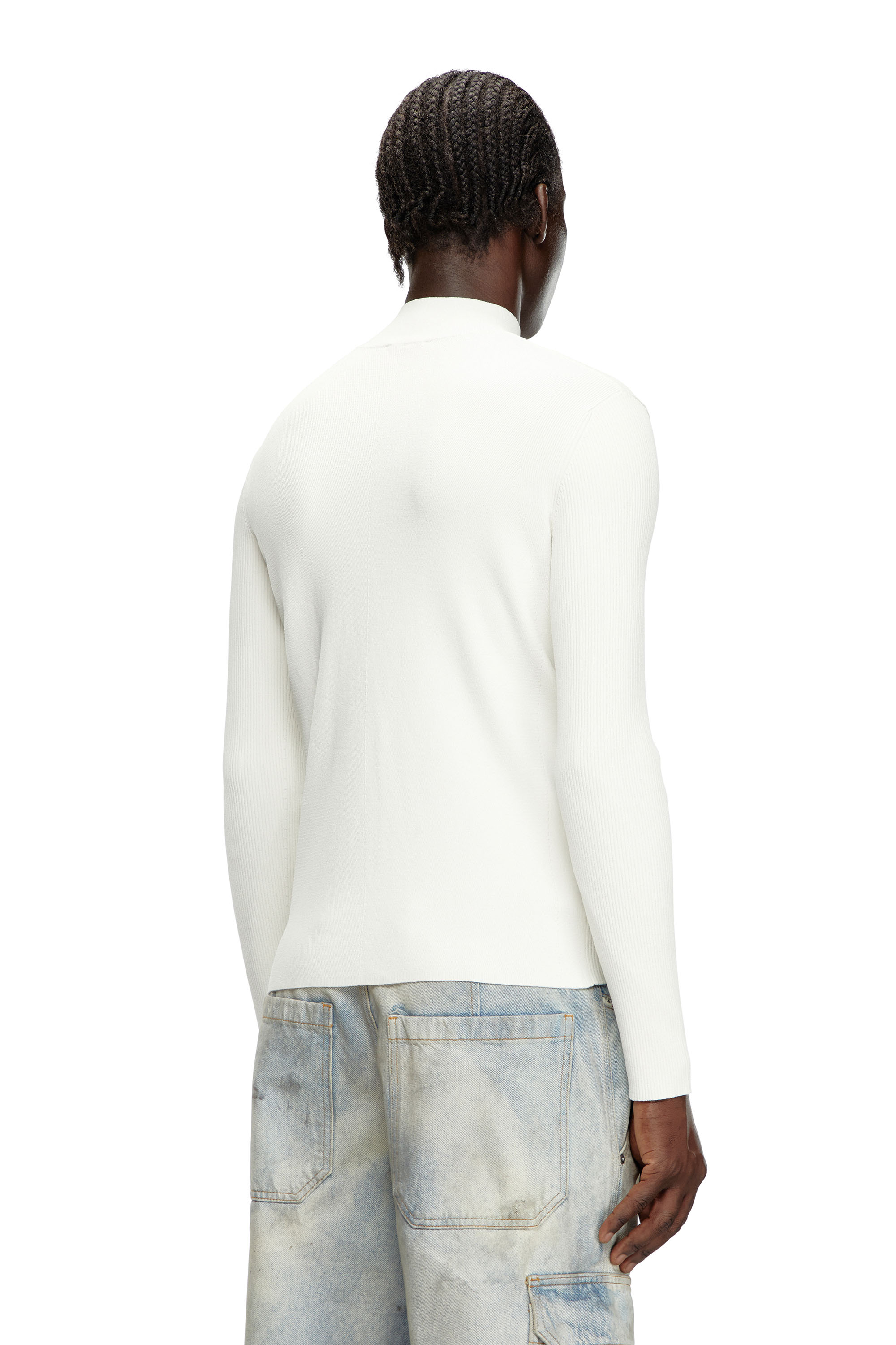 Diesel - K-ZACKARY, Man's Mock-neck jumper with Oval D in White - 4