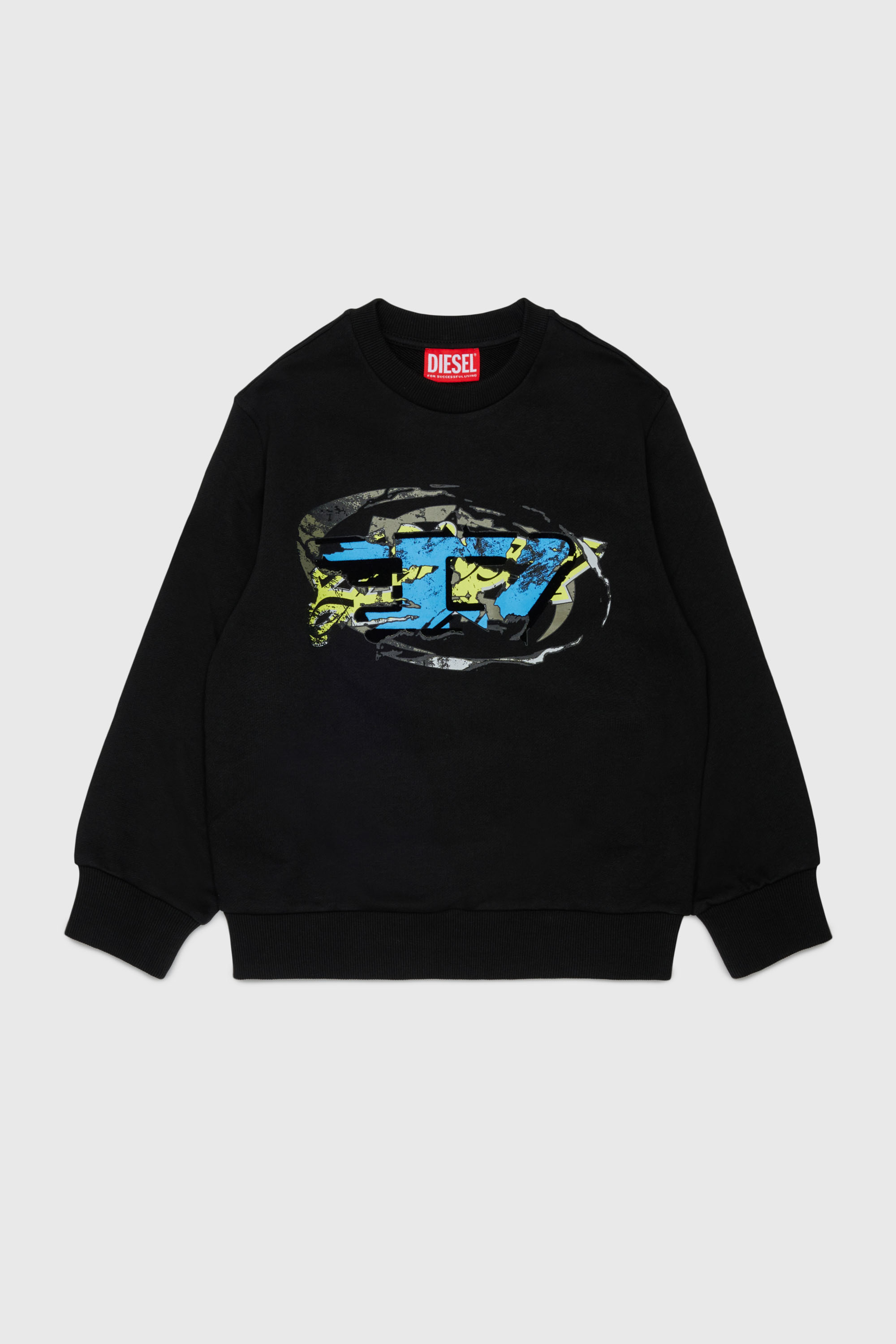Diesel - SCRAP OVER, Man's Sweatshirt with Oval D graphic print in Black - 1