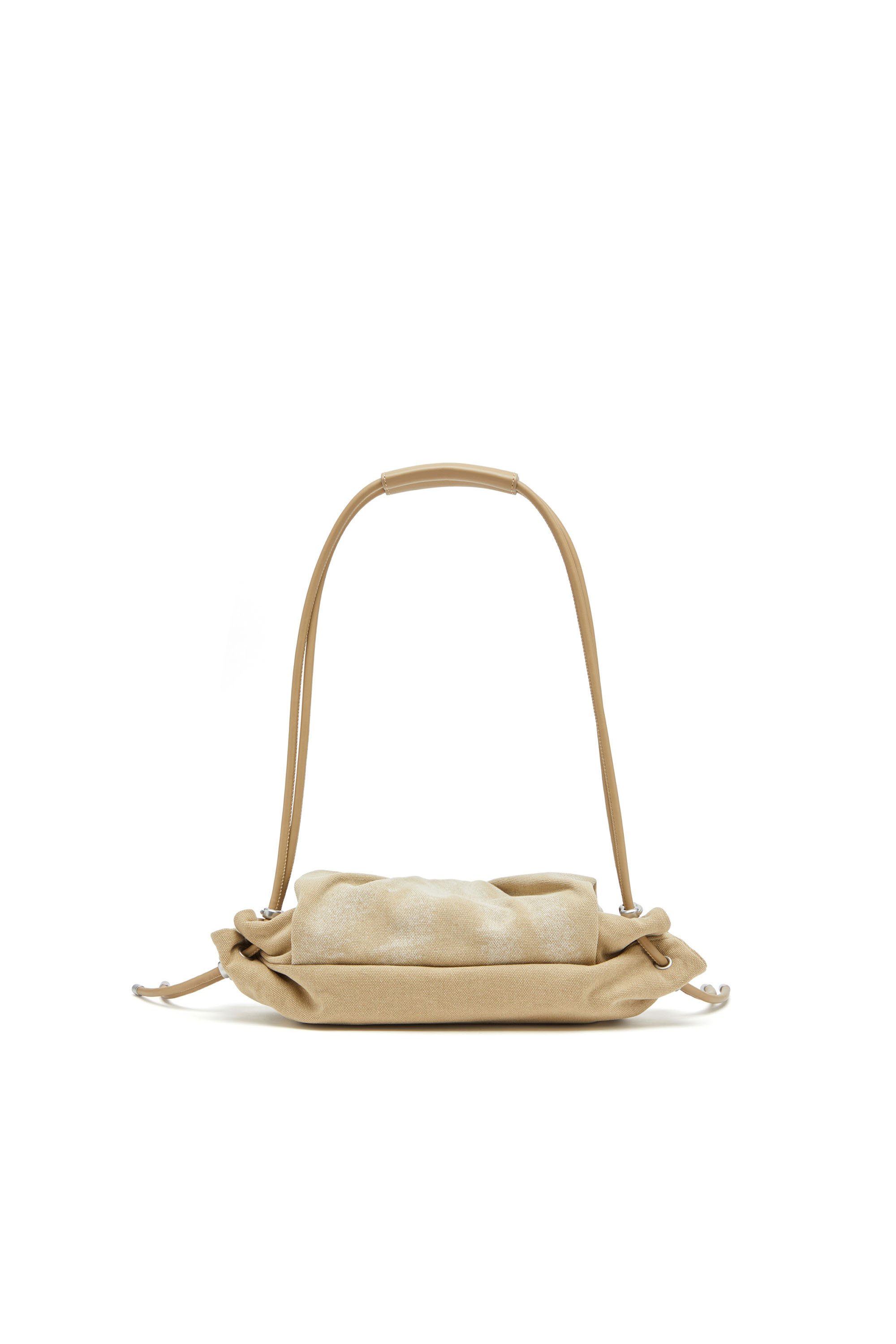 Diesel - SCRUNCH-D SHOULDER S, Woman's Scrunch-D S-Small shoulder bag in washed canvas in Beige - 2