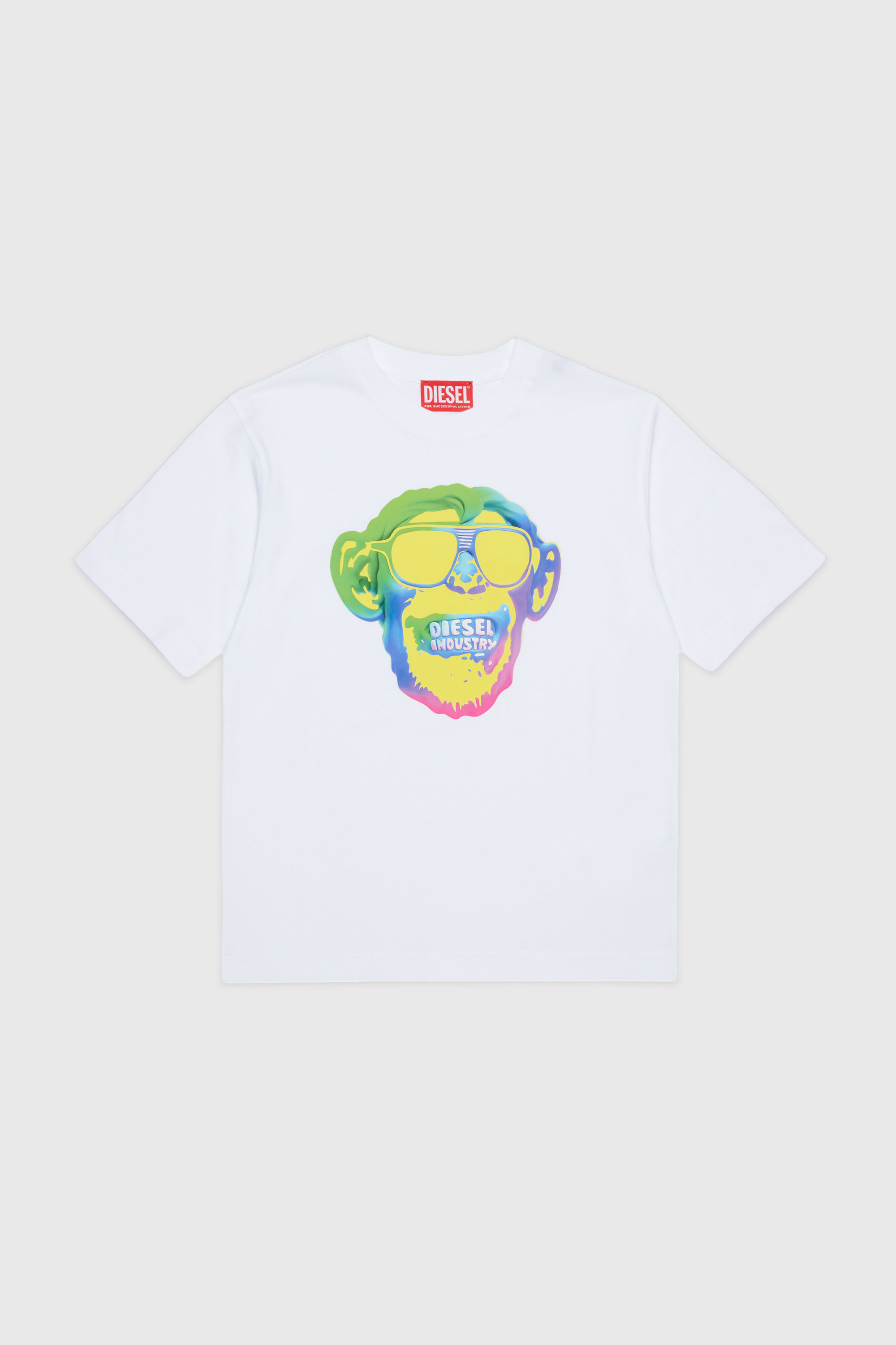 Diesel - TMONKEY OVER, Man's T-shirt with monkey print in White - 1