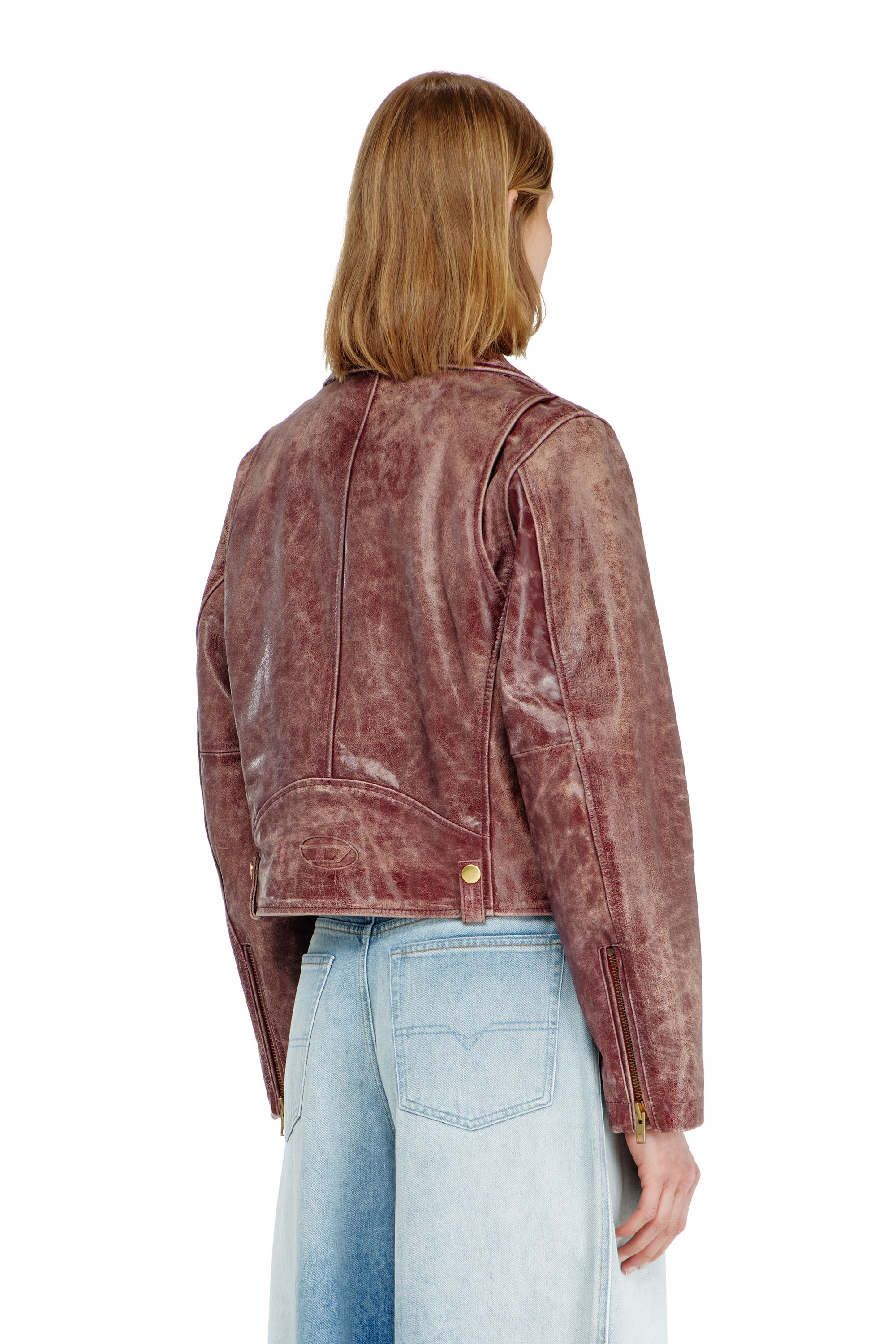 Diesel - L-UNATIC-T1, Woman's Biker jacket in treated leather in null - 4