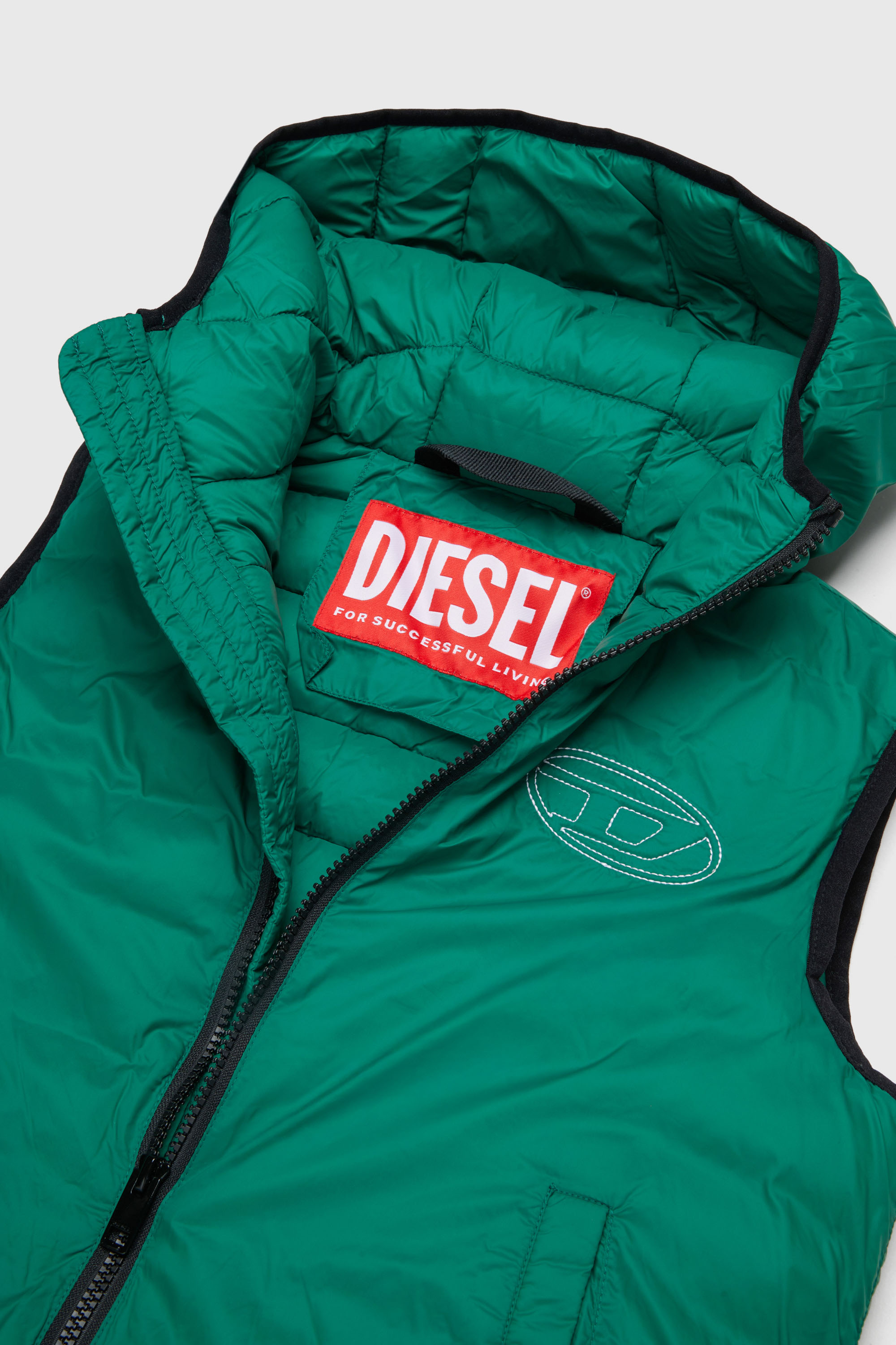Diesel - JOSIP, Unisex's Hooded vest in padded nylon in Green - 3
