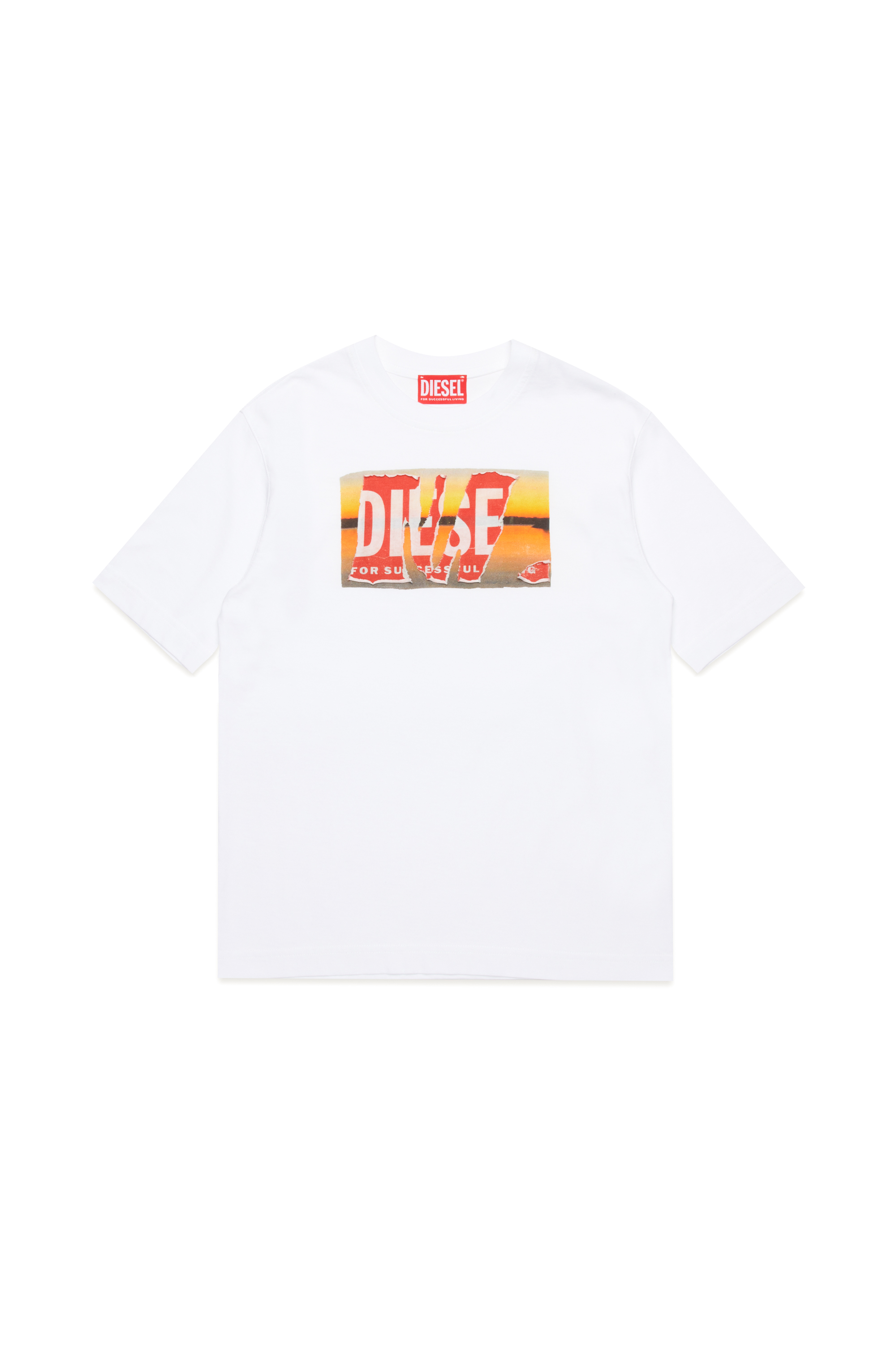 Diesel - TWASHPOFFL1 OVER, Man T-shirt with peel-off logo and print in White - Image 1