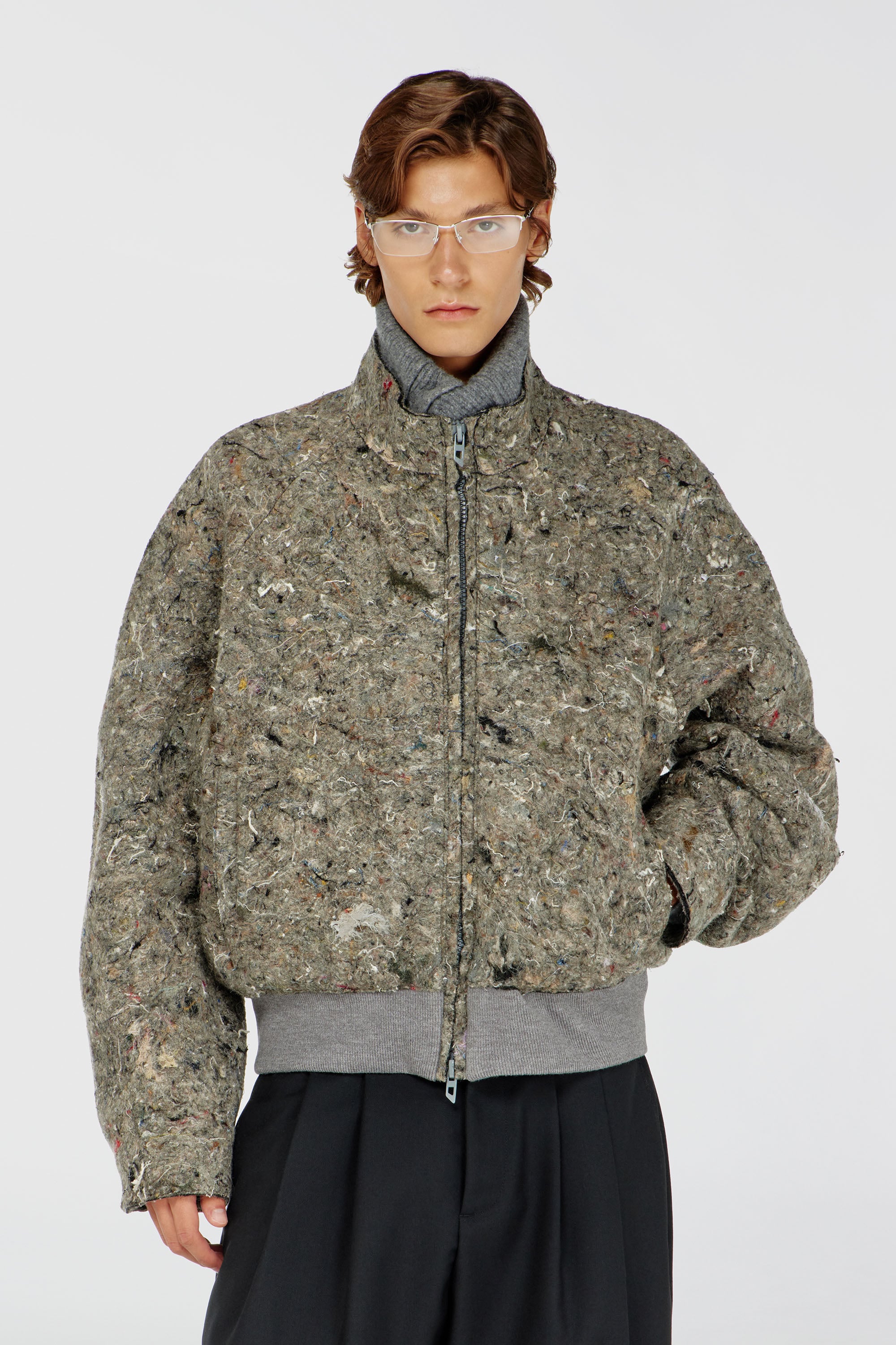 Diesel - J-DISTEM, Man's Upcycled felted jacket in Grey - 3