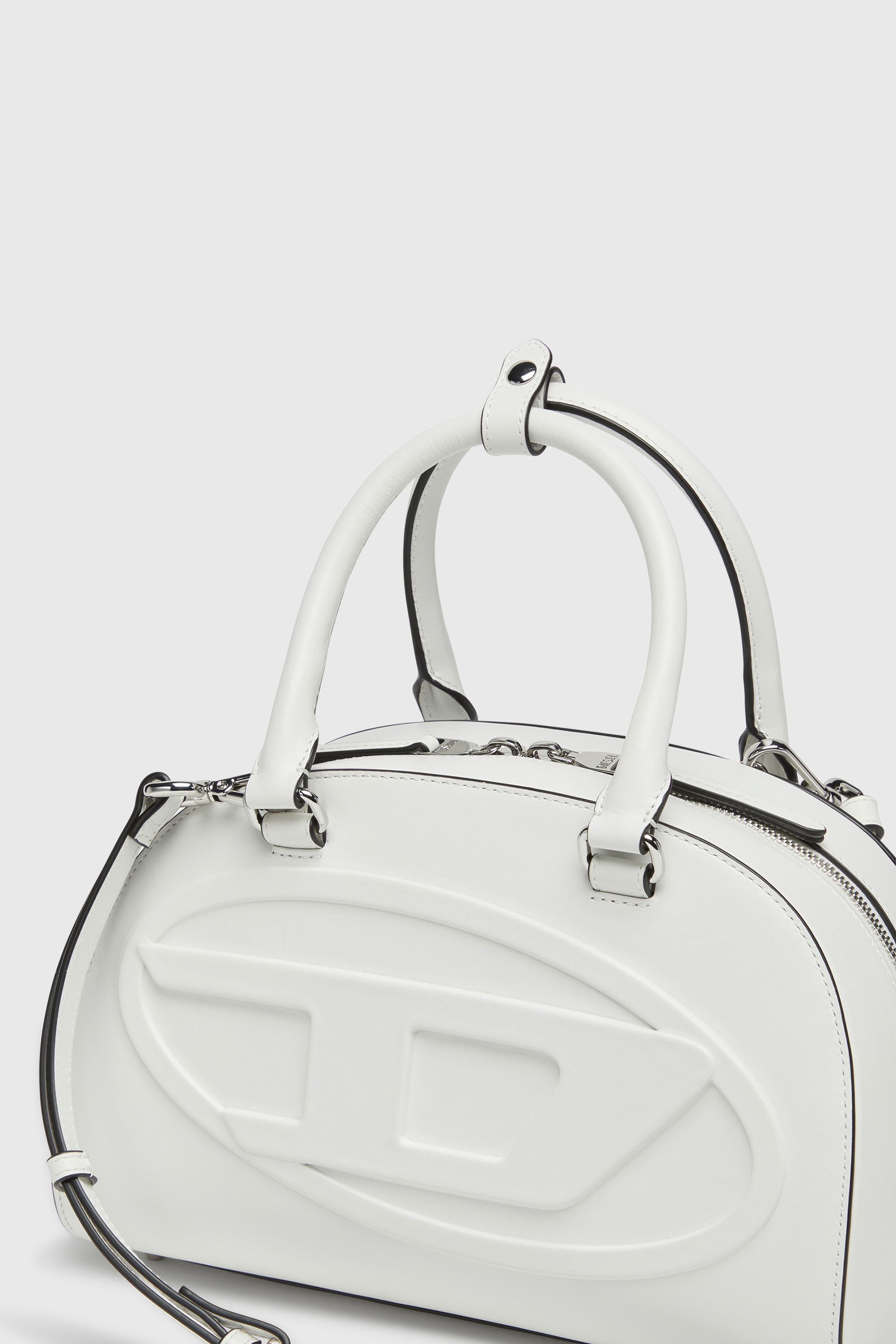 Diesel - 1DR DOME TOP HANDLE, Woman's 1DR Dome-Leather bowling bag in White - 6
