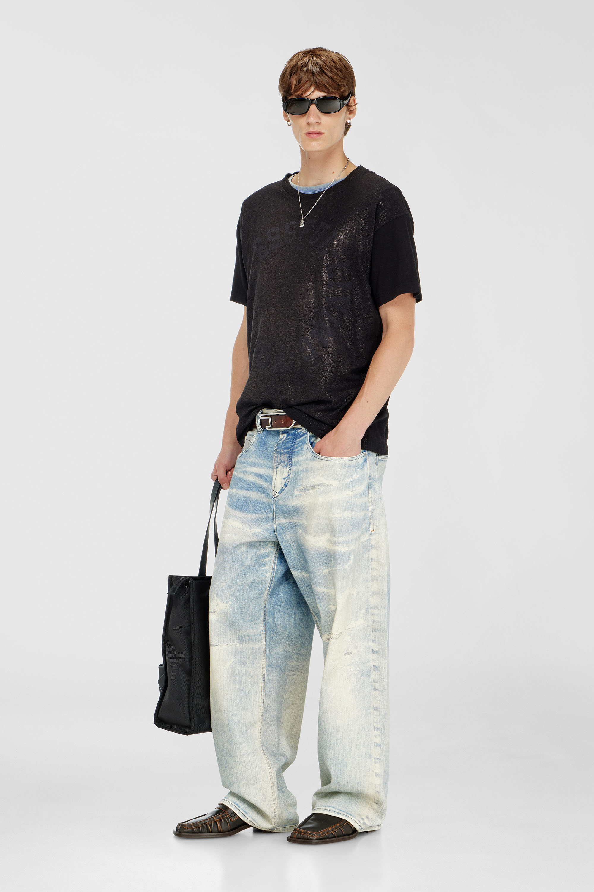 Diesel - T-NORM-AA2, Man's Cotton crew-neck T-shirt with foil print in Black - 1