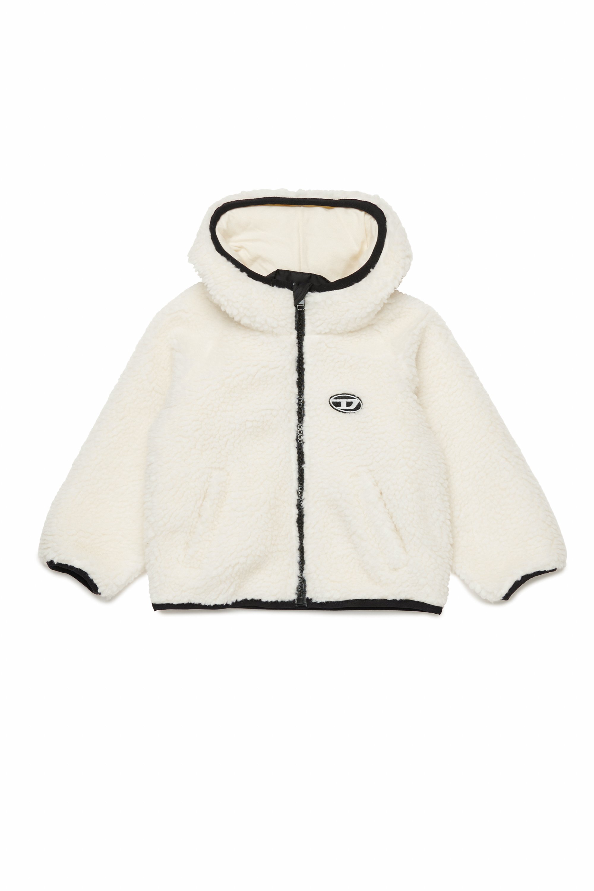 Diesel - JPOLAB, Unisex's Hooded teddy jacket with Oval D patch in White - 1