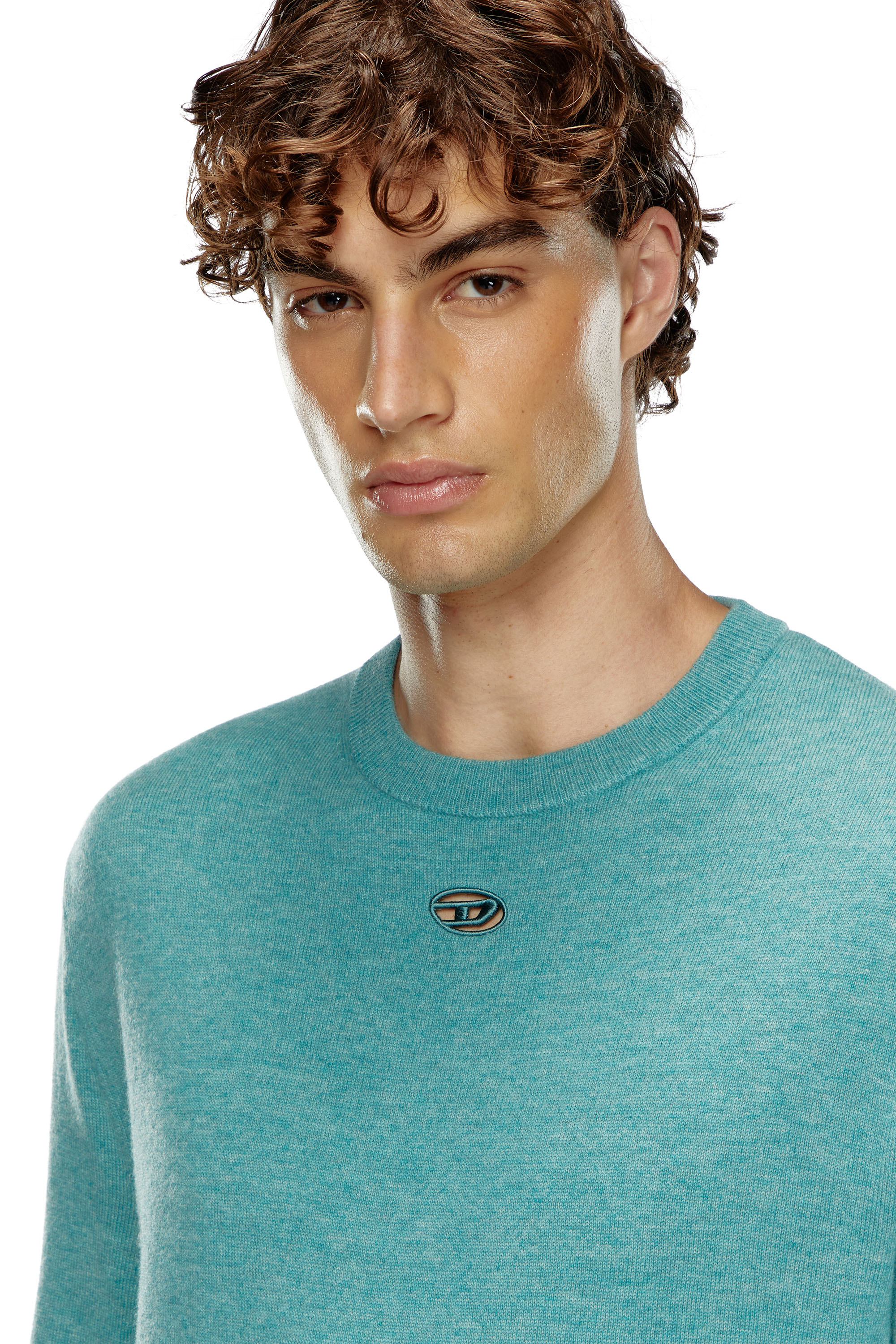 Diesel - K-VIERI, Man's Wool and cashmere jumper in Azure - 5