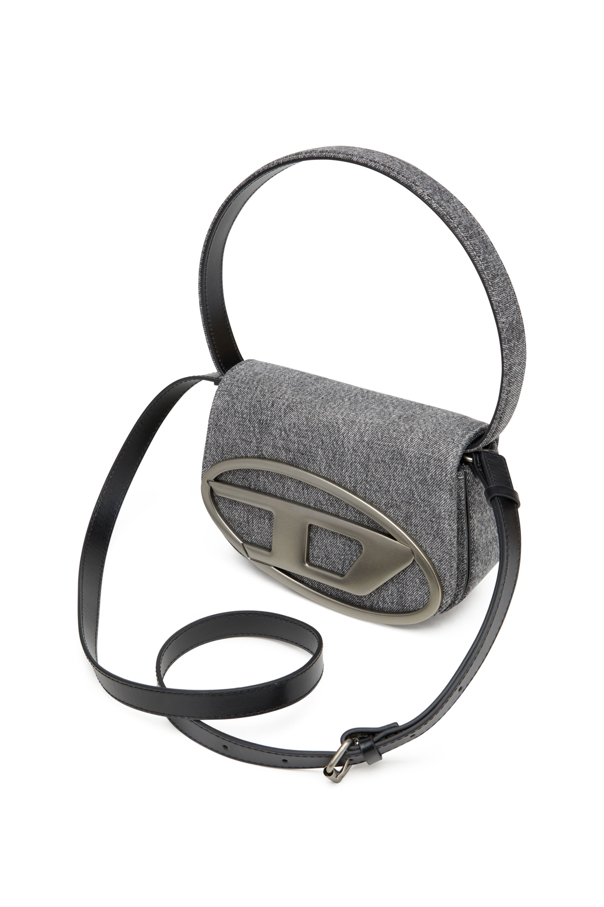 Diesel - 1DR, Woman's Iconic shoulder bag in stonewashed denim in Black - 5