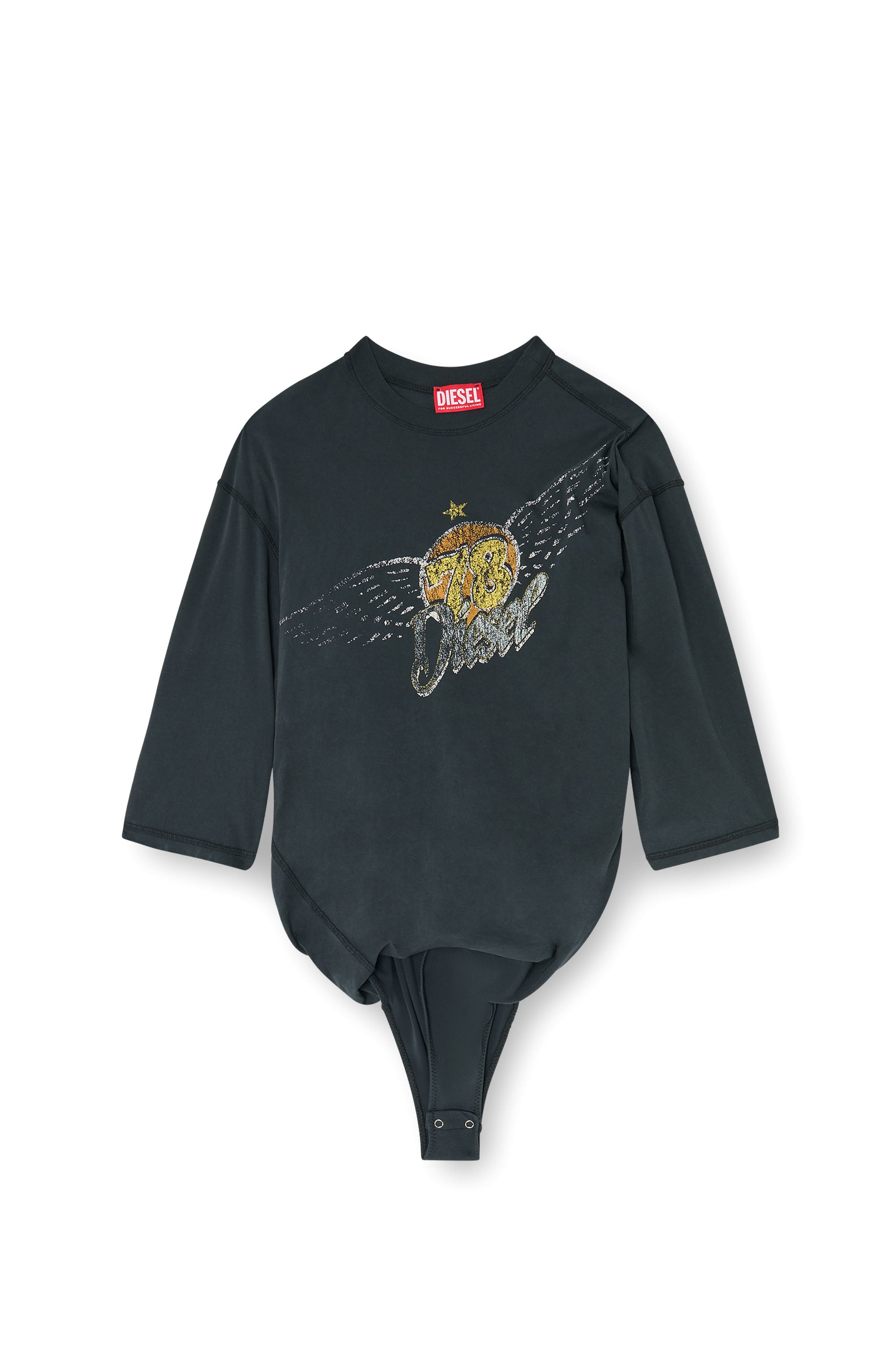 Diesel - T-MILLA-JER, Woman's T-shirt bodysuit with concert graphics in Black - 4