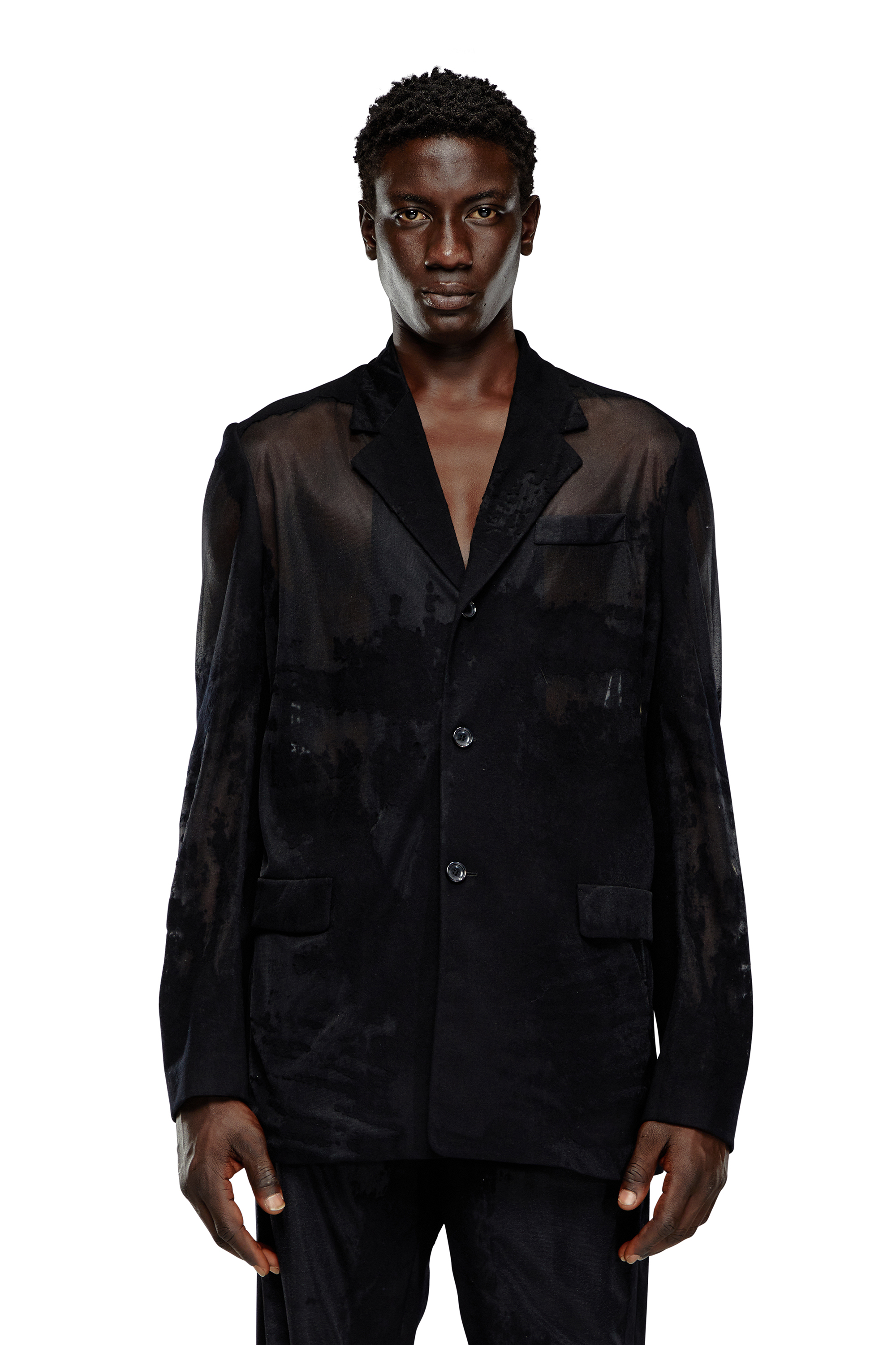 Diesel - J-REG, Man Tailored jacket in devoré cool wool in Black - Image 6