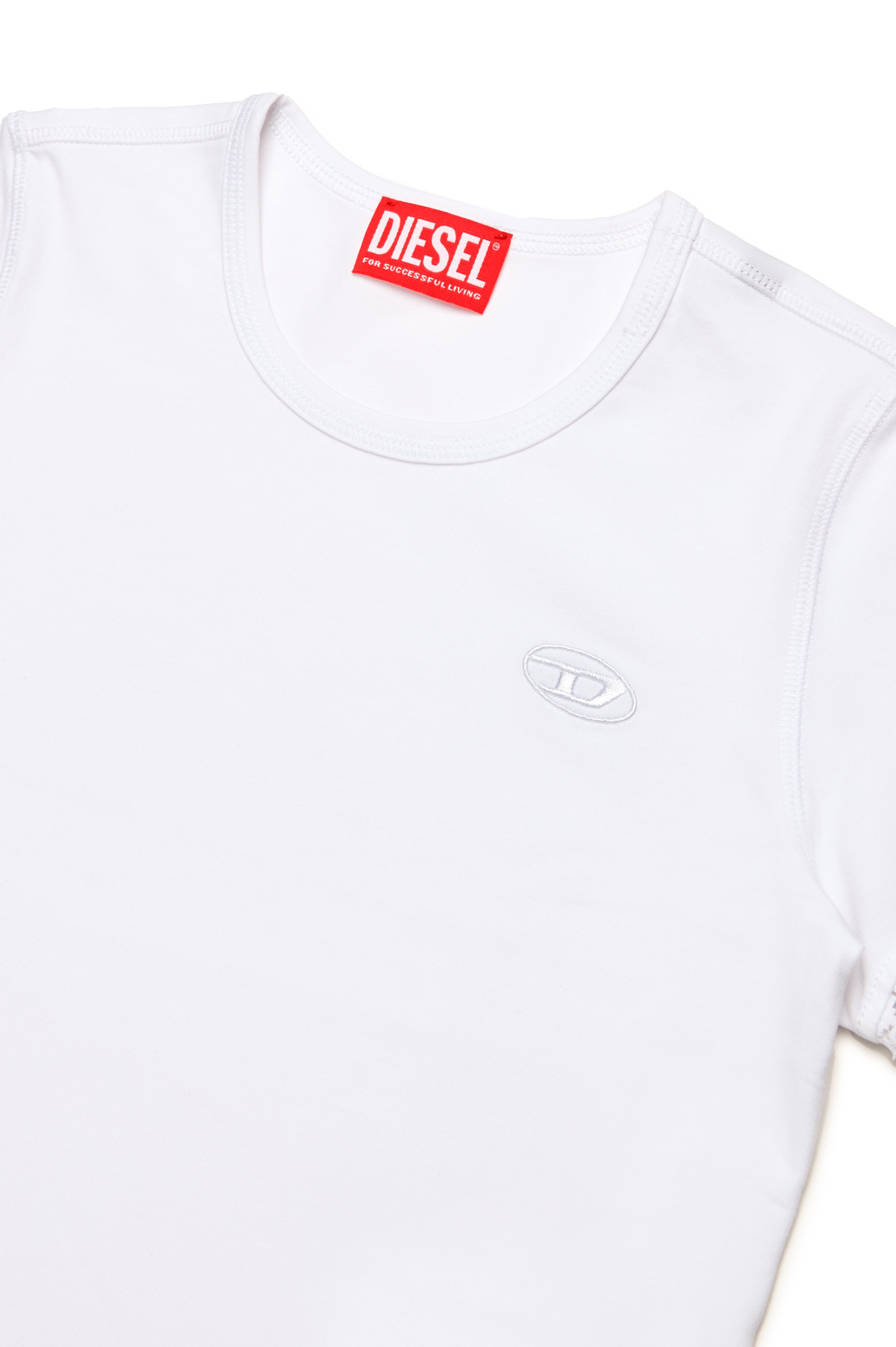 Diesel - TUNCUTIELACE, Woman's T-shirt with lace sleeve trims in White - 3