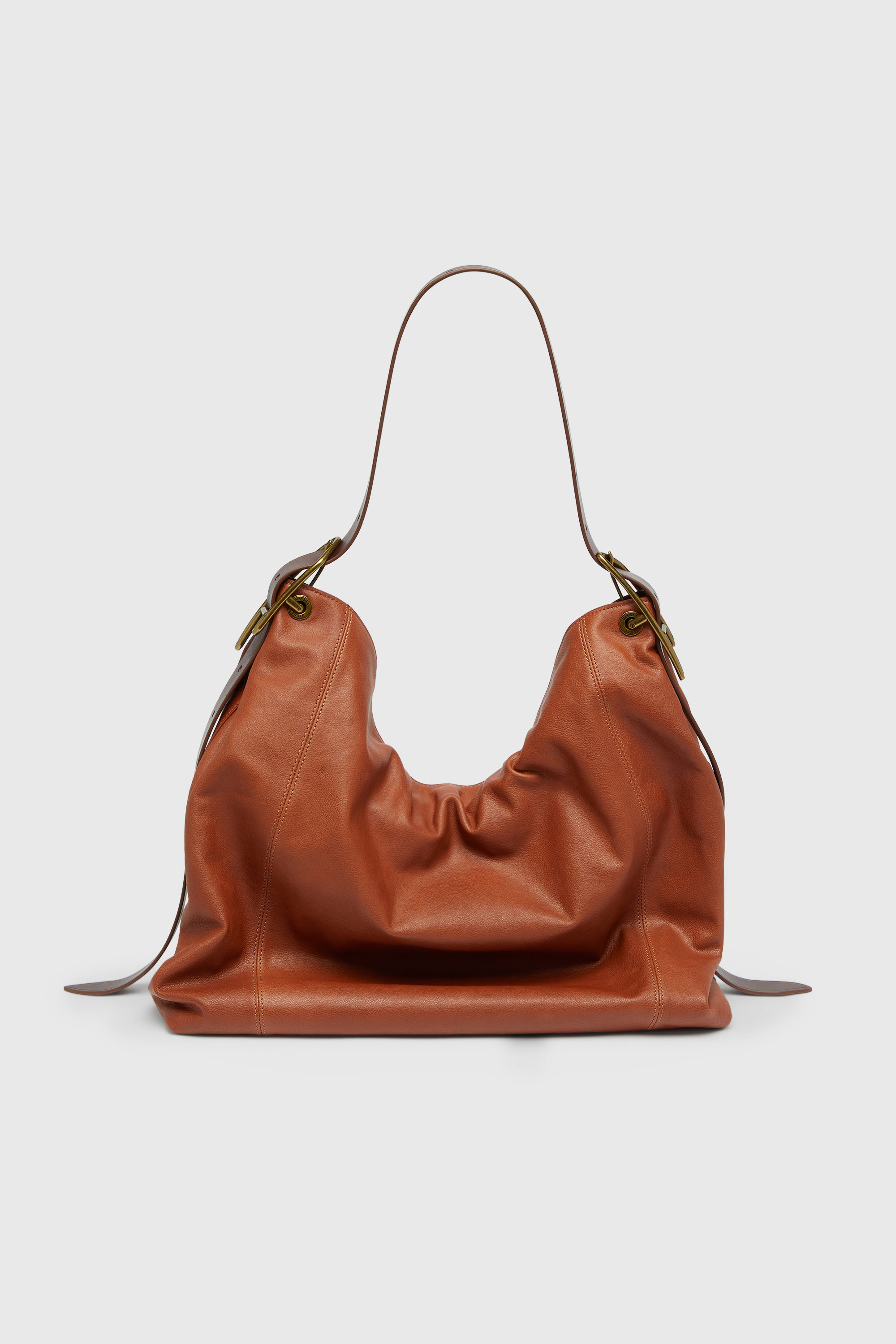 Diesel - D-LINE HOBO L, Woman's D-Line-Hobo bag in shiny leather in Brown - 3