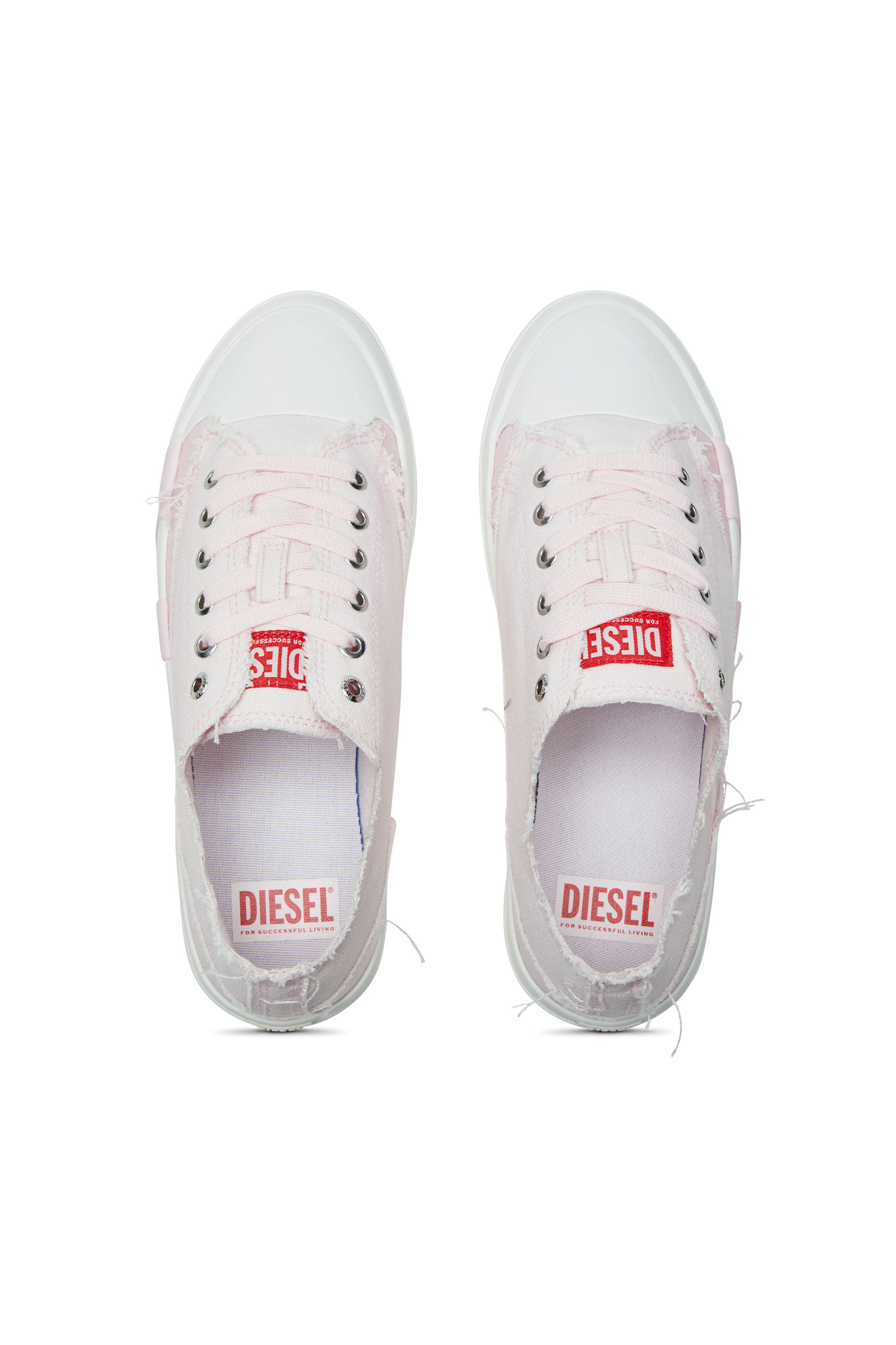 Diesel - S-D-VERSE LOW W, Woman's Sneakers in frayed canvas in Pink/White - 5