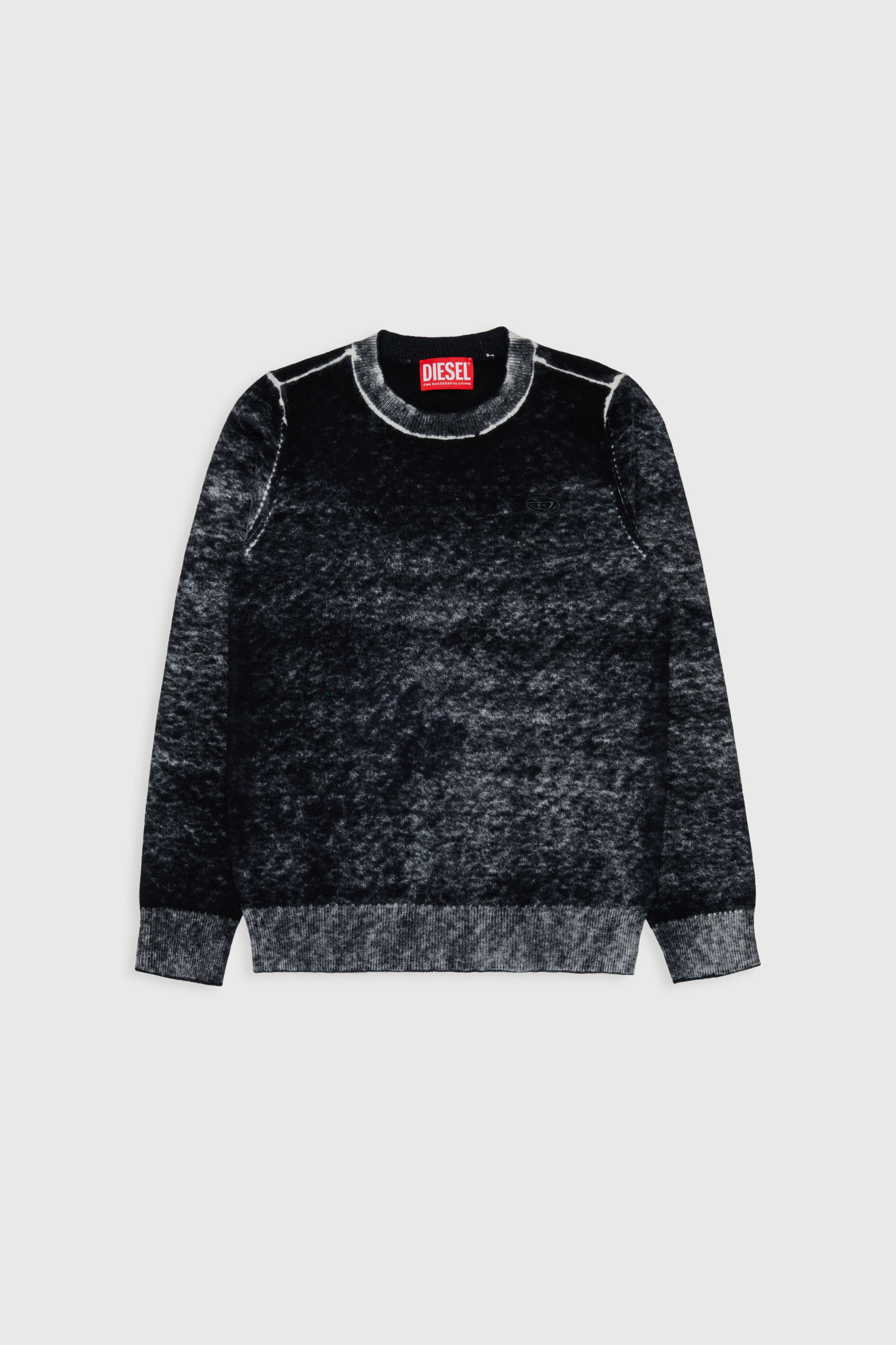 Diesel - KJEMR, Man's Wool-blend sweater with irregular colour effect in Black - 1