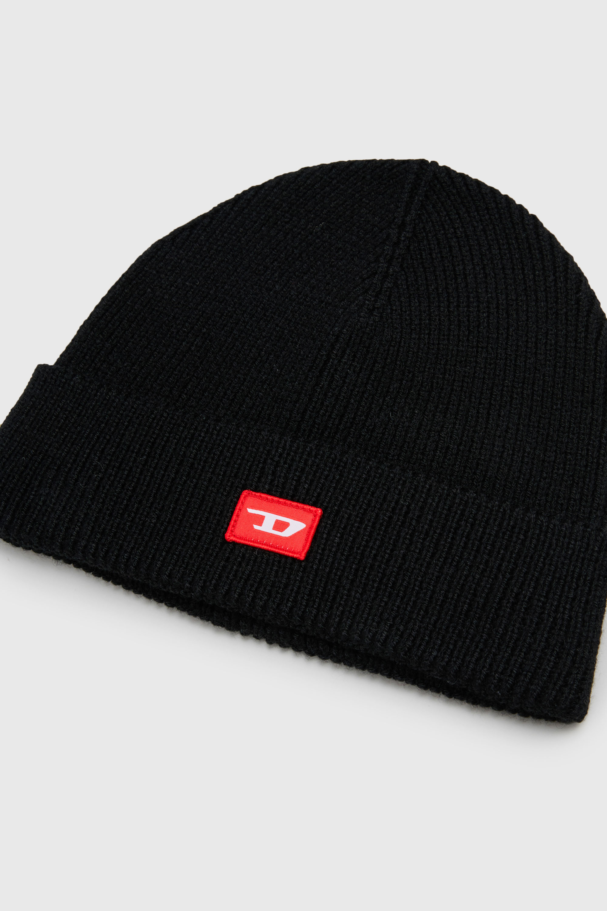 Diesel - FLOT, Unisex's Wool-blend beanie with D logo patch in Black - 3