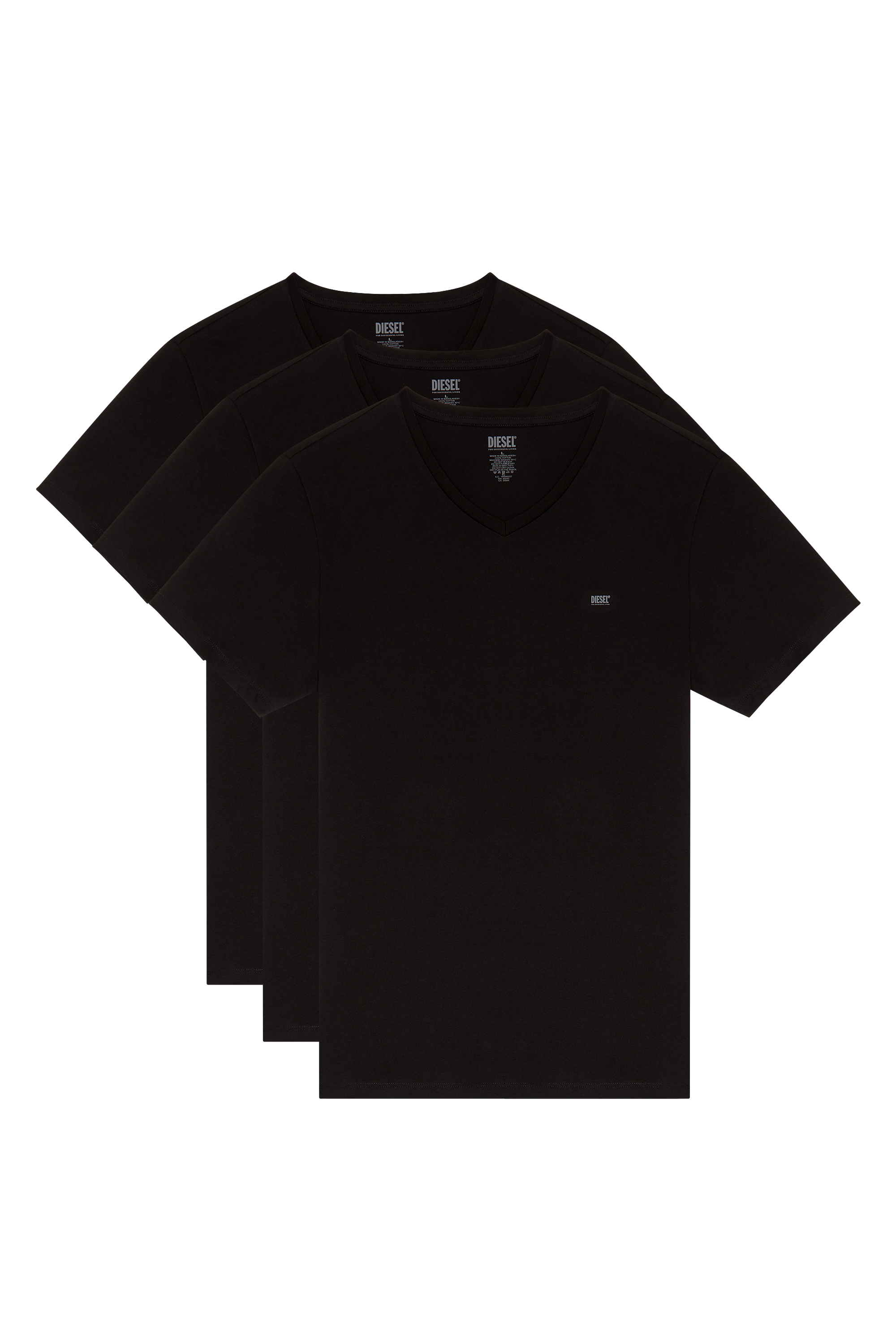 Diesel - UMTEE-MICHAEL3PACK, Man Three-pack of V-neck T-shirts in Black - Image 1
