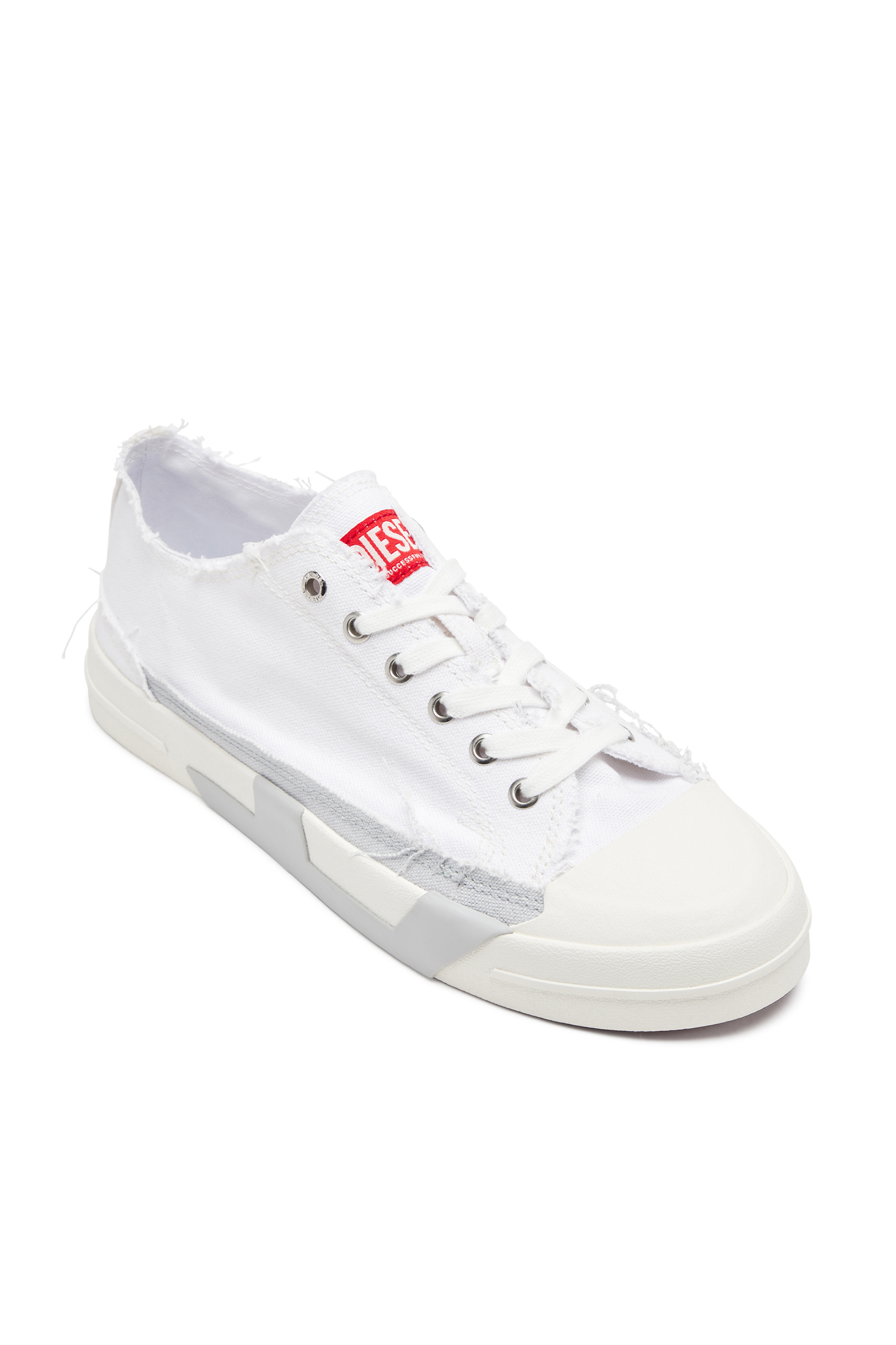S-D-VERSE LOW W, White/Grey Diesel - S-D-VERSE LOW W, Woman's S-D-Verse-Sneakers in frayed canvas in White/Grey - 6