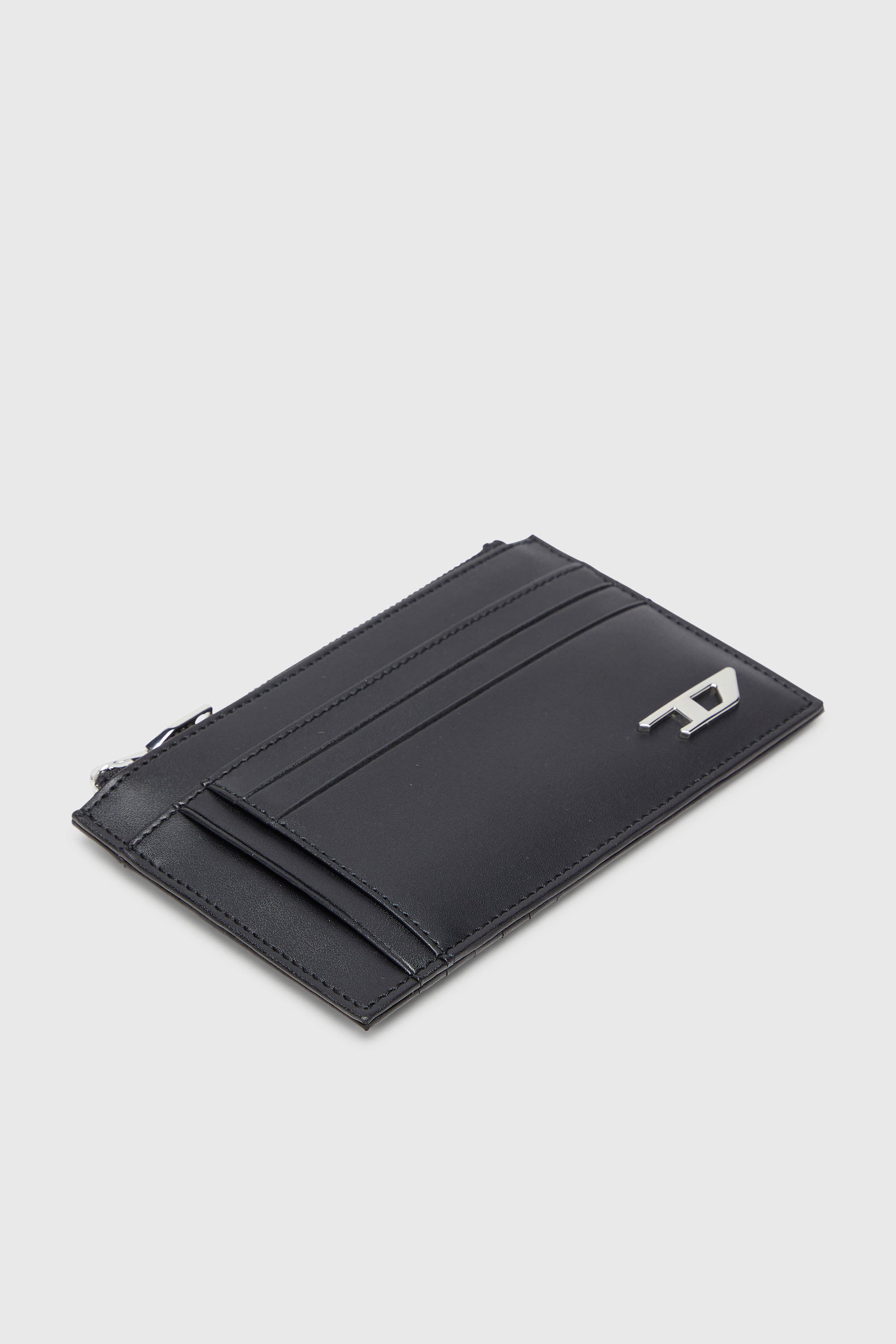 Diesel - D-LOGO 2.0 CARD CASE VI, Man's Leather card holder with zip pocket in Black - 4