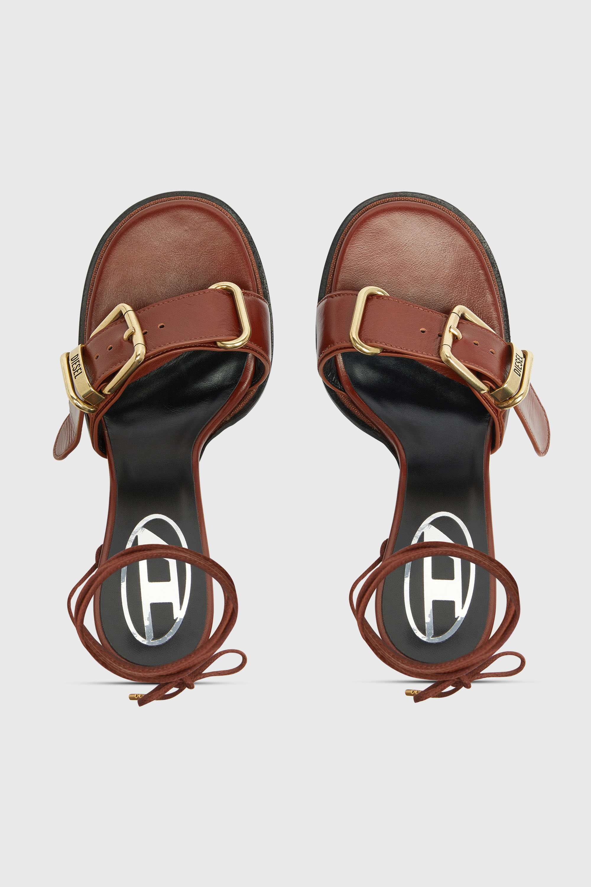 Diesel - D-COCCO-90-SA, Woman's D-Cocco-Ankle-wrap sandals in leather in Brown - 4