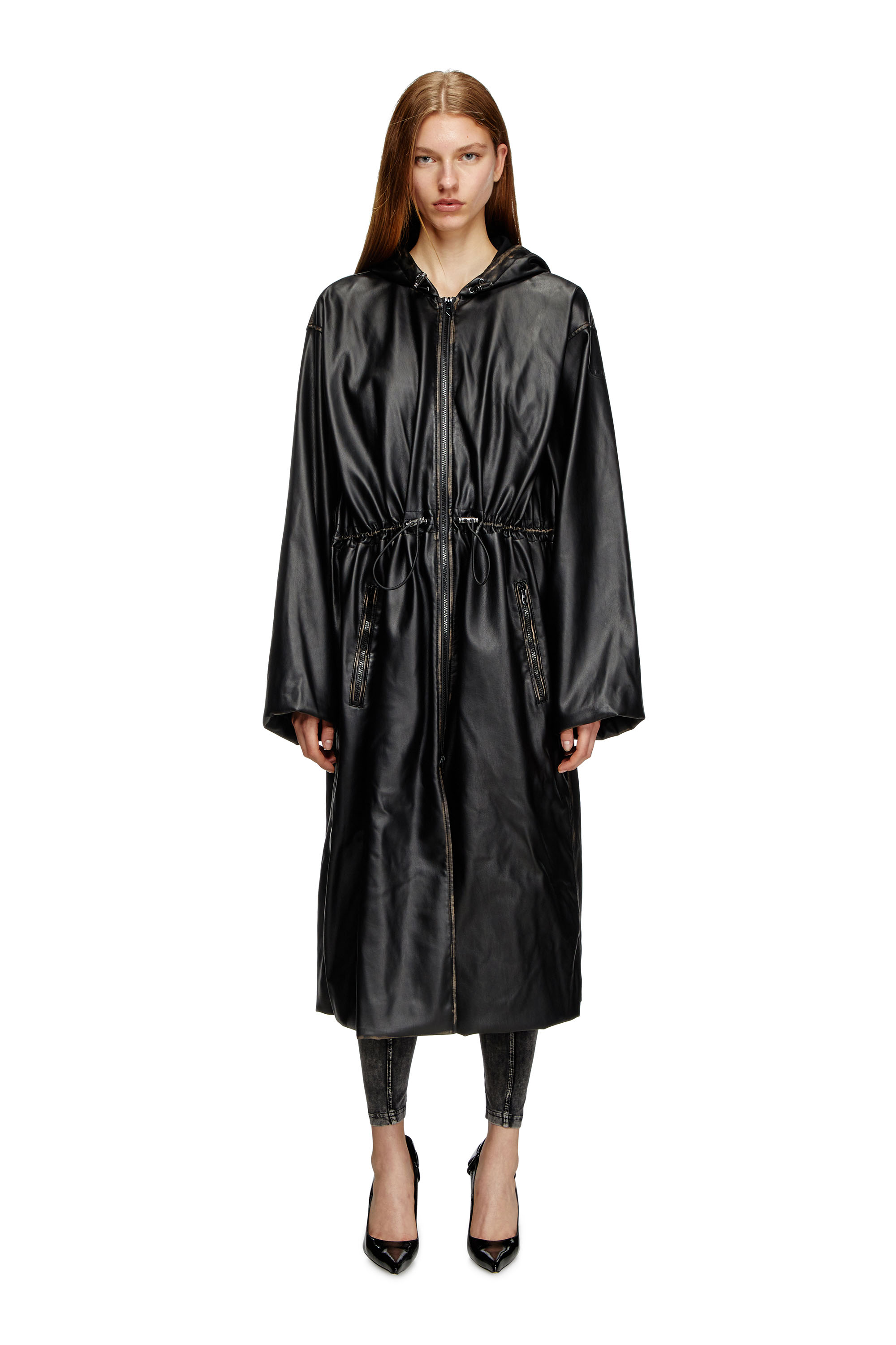 Diesel - G-LARY, Unisex's Distressed utilitarian hooded coat in Black - 4