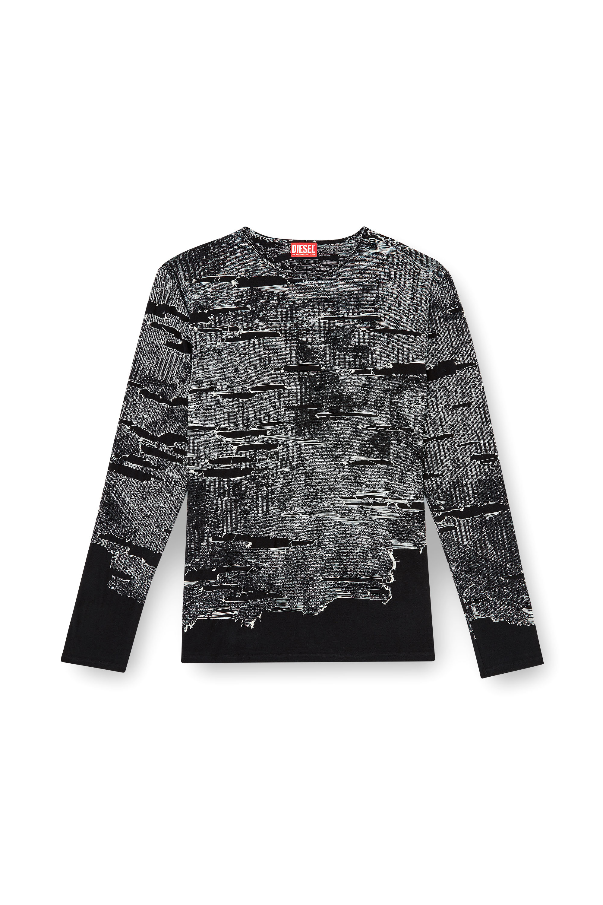 Diesel - K-CADMO, Man's Jumper with engineered distressing in Black - 3