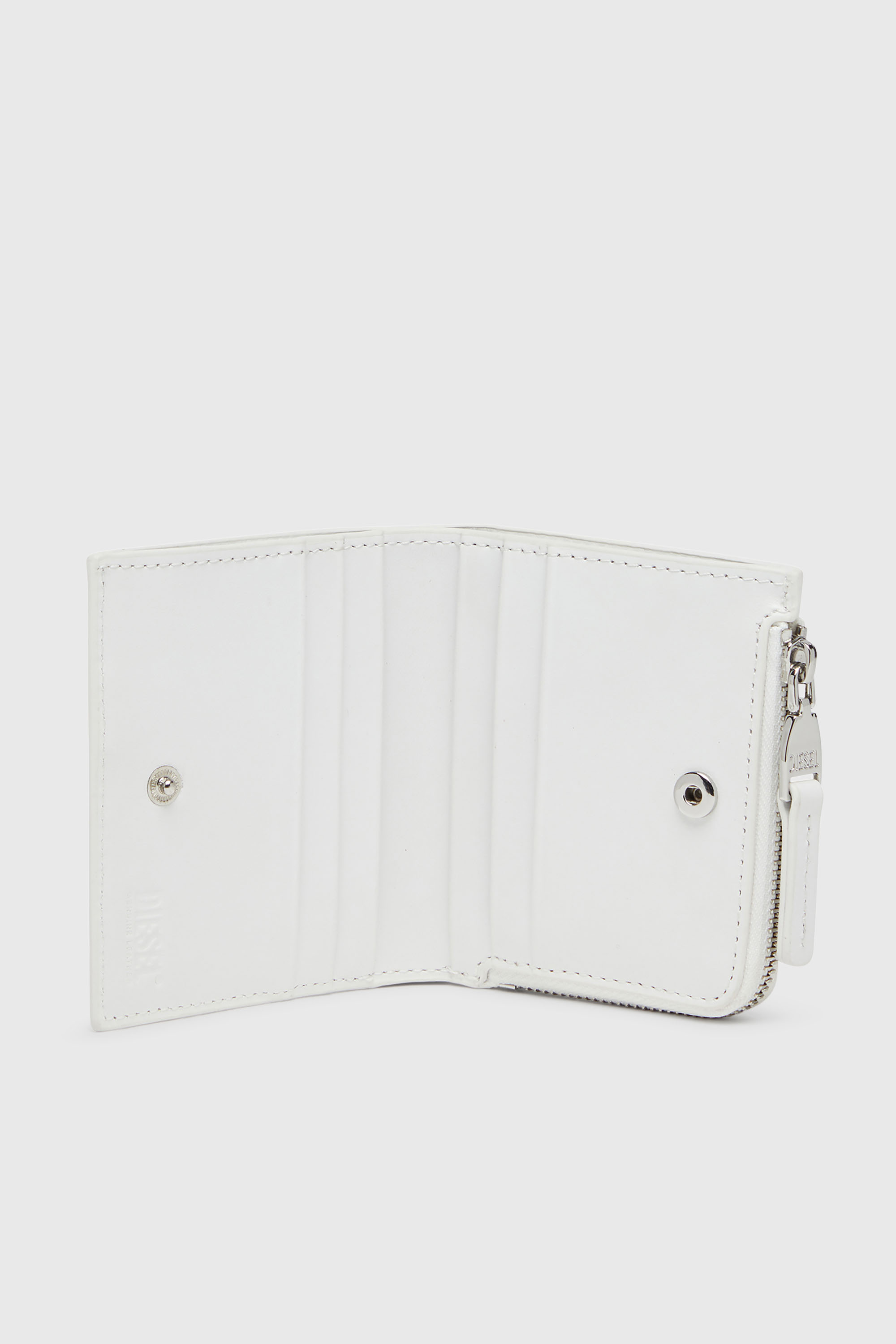 Diesel - 1DR BI FOLD ZIP L, Woman's Bi-fold wallet in leather in White - 3