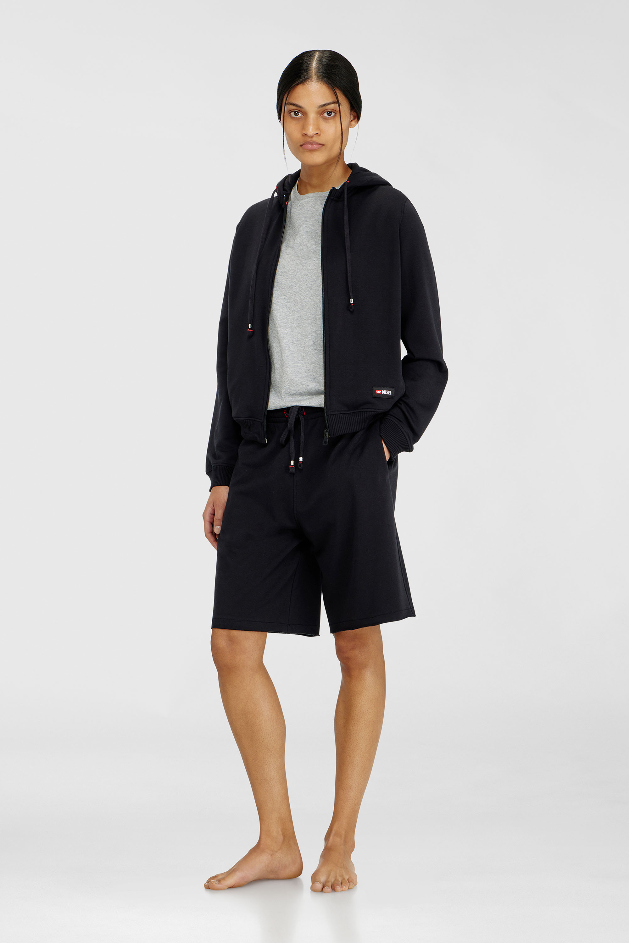 Diesel - HARRIET-D-CORE, Woman's Hoodie in peached cotton blend in Black - 1