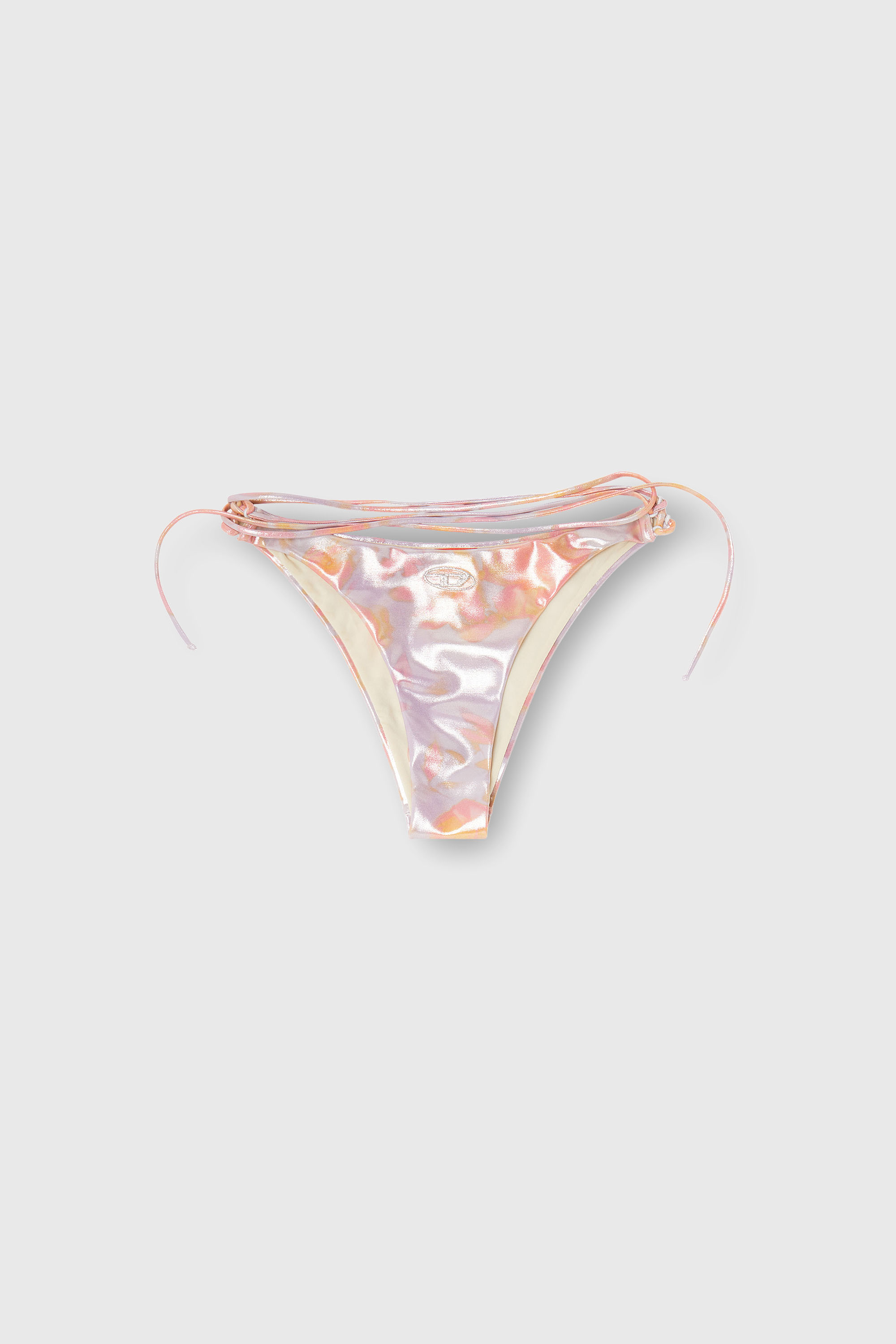 Diesel - GIUSY-UTLT, Woman's Strappy metallic bikini bottoms with floral print in Lilac - 2