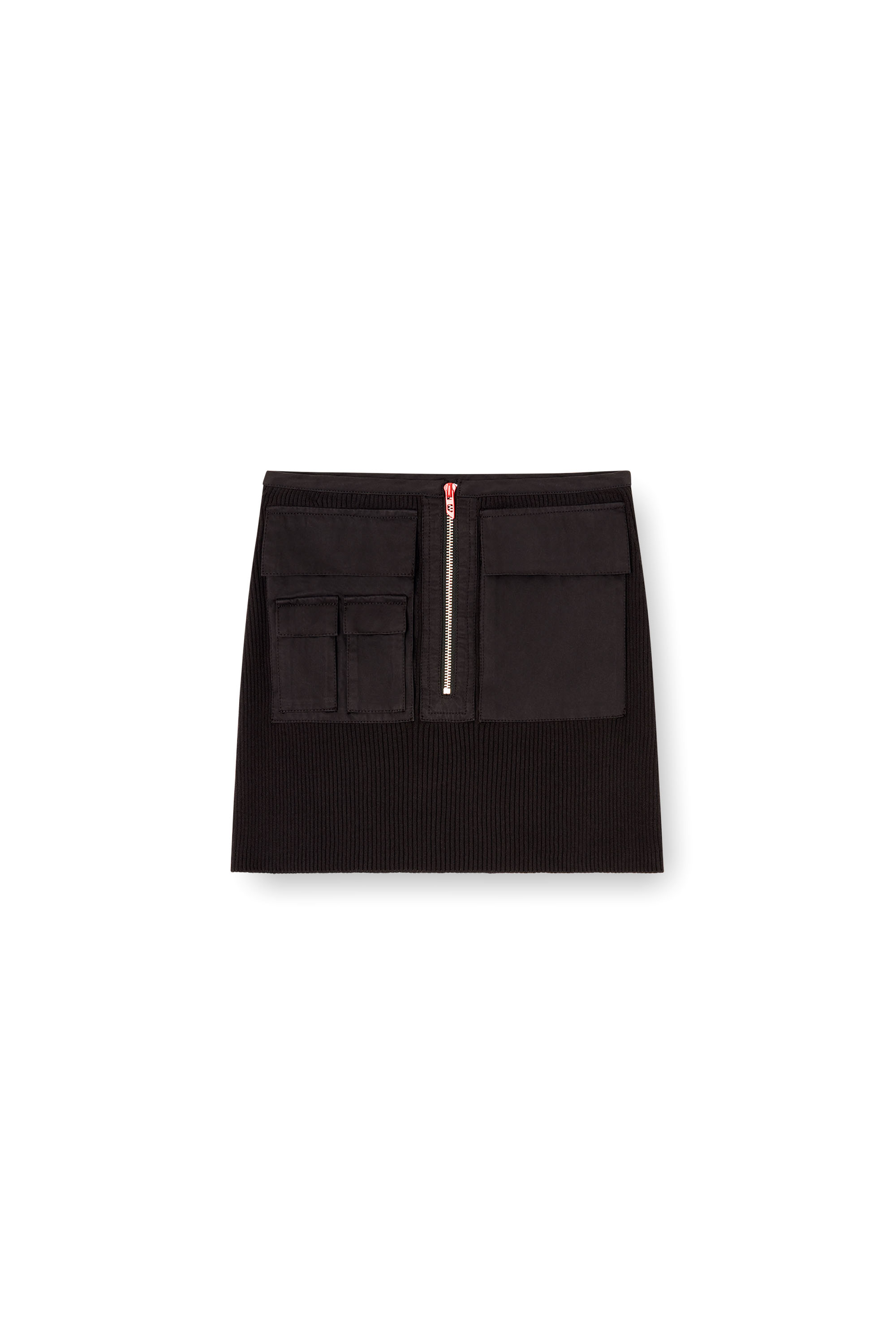M-MERYN-SHORT, Black Diesel - M-MERYN-SHORT, Woman's Ribbed mini skirt with cargo pockets in Black - 2