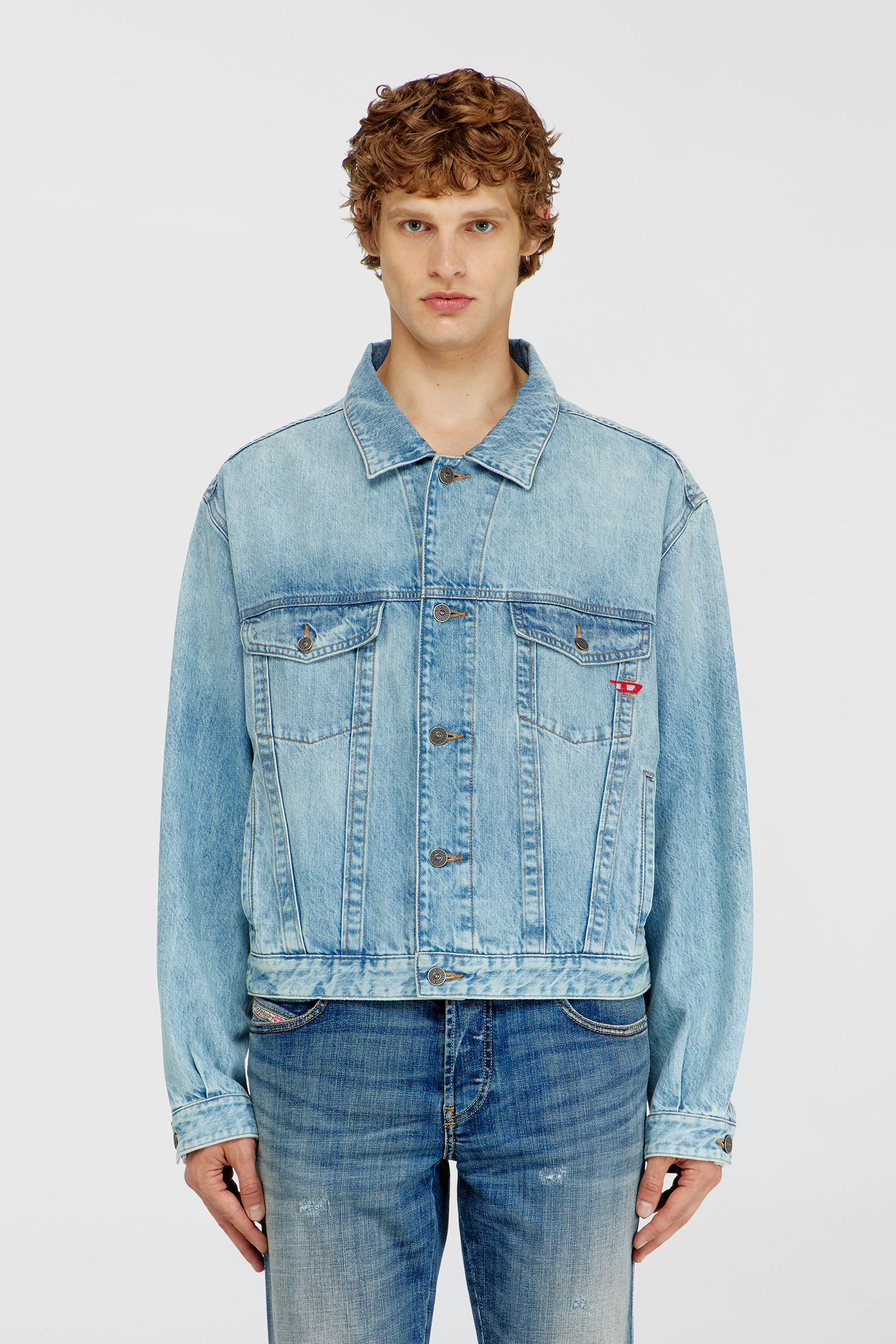 Diesel - D-RANGER, Unisex's Trucker jacket in denim in Light Blue - 3