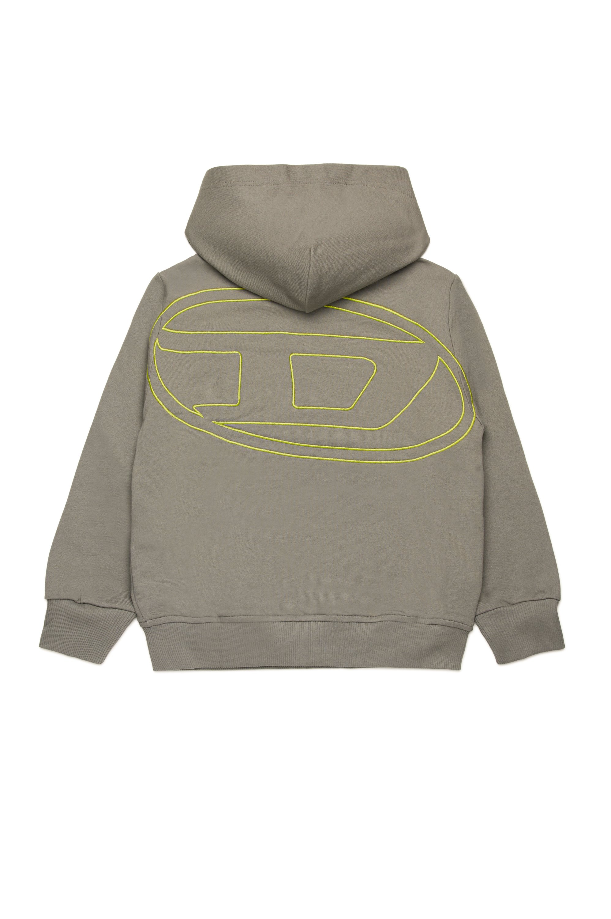 Diesel - SMACSHOODMEGOVALD OVER, Man's Hoodie with mega Oval D embroidery in Grey - 2