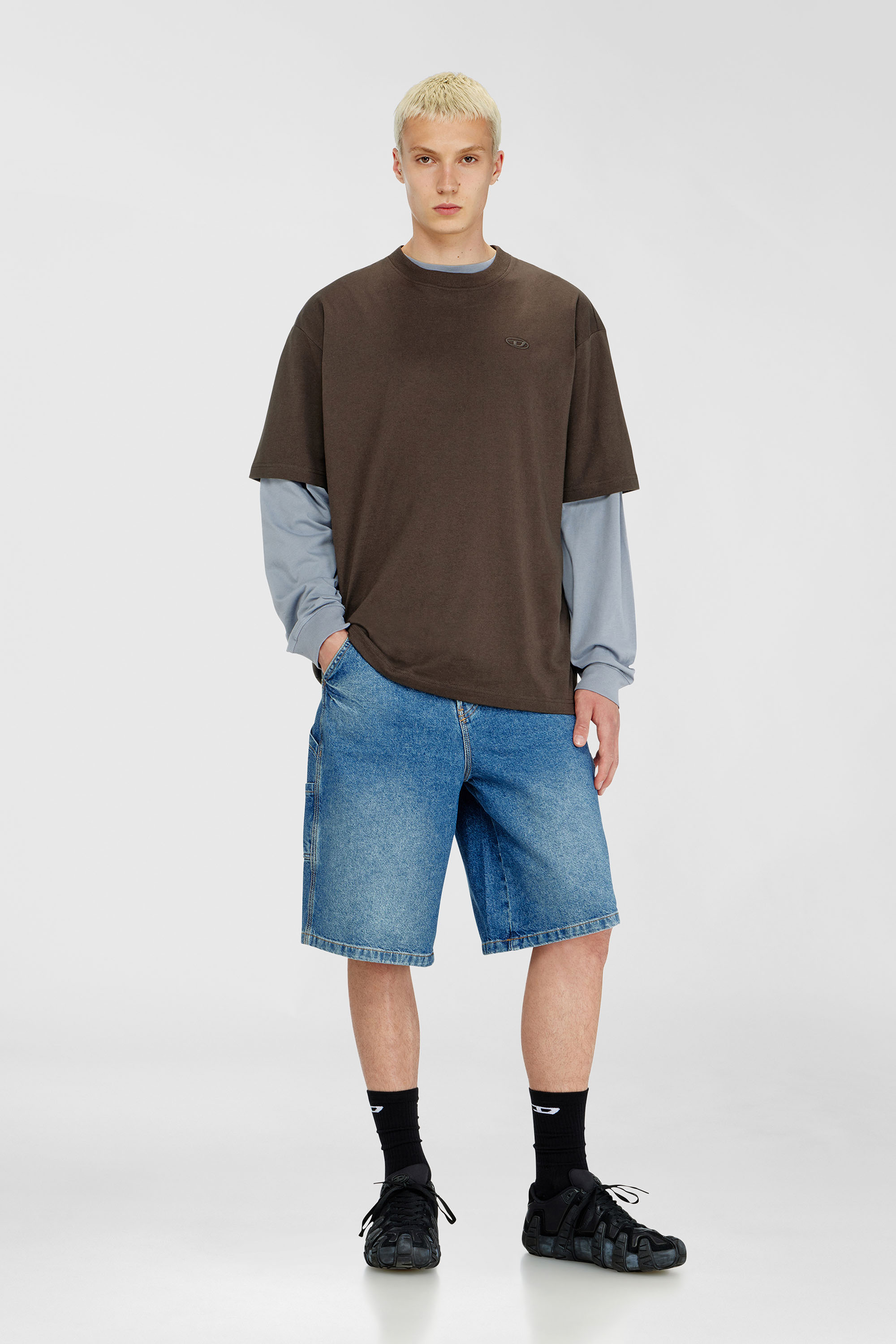 Diesel - T-BOGGY-MEGOVAL-D, Man's T-shirt with maxi oval D embroidery in Brown - 1