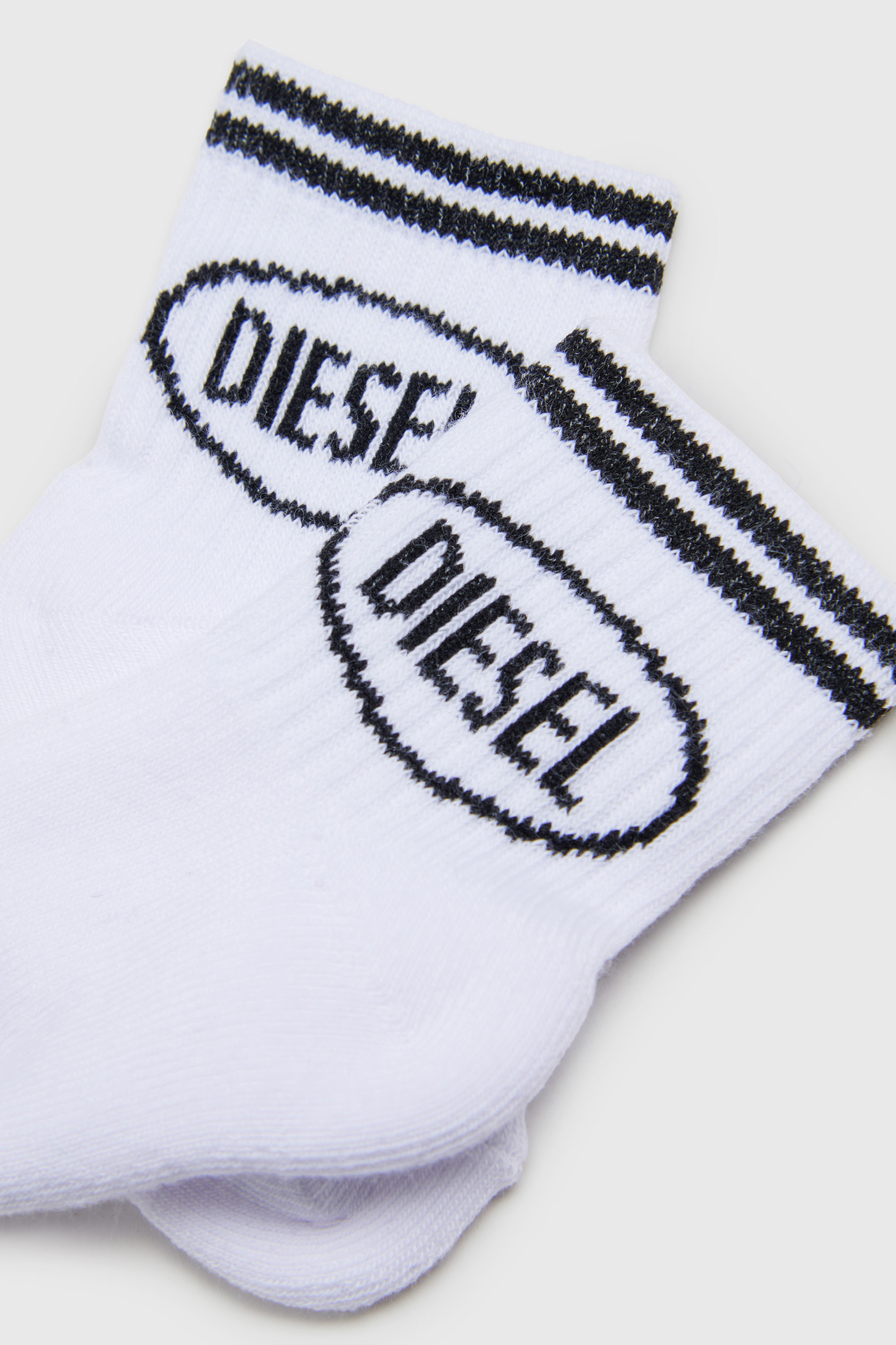 Diesel - ZOLPYB, Unisex's Cotton socks with striped cuffs in White/Black - 2