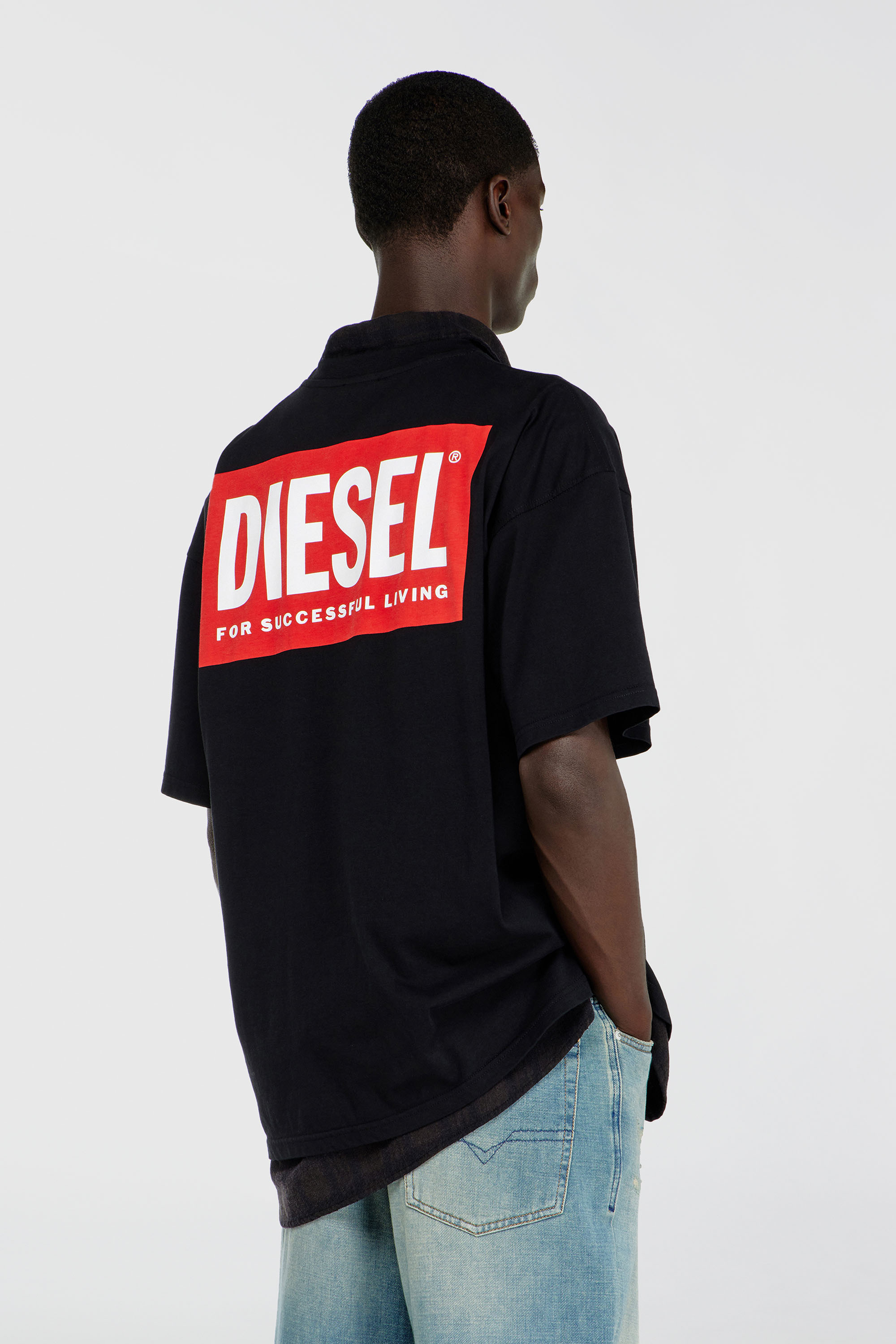 Diesel - T-BOXT-BISK, Man's Cotton T-shirt with Diesel Biscotto print in Black - 4