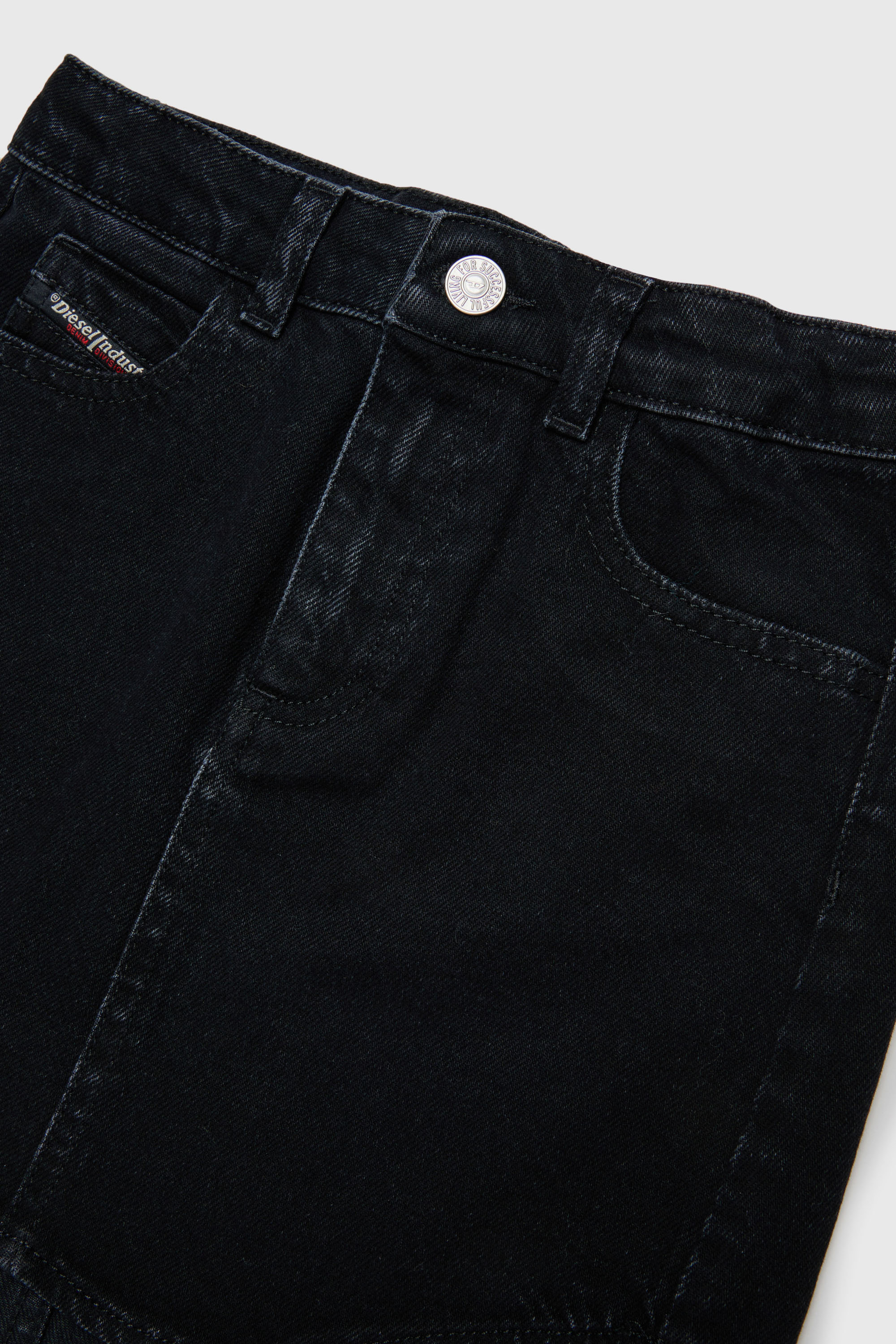 Diesel - GEARD, Woman's Denim mini skirt with curved hem in Black/Dark grey - 3