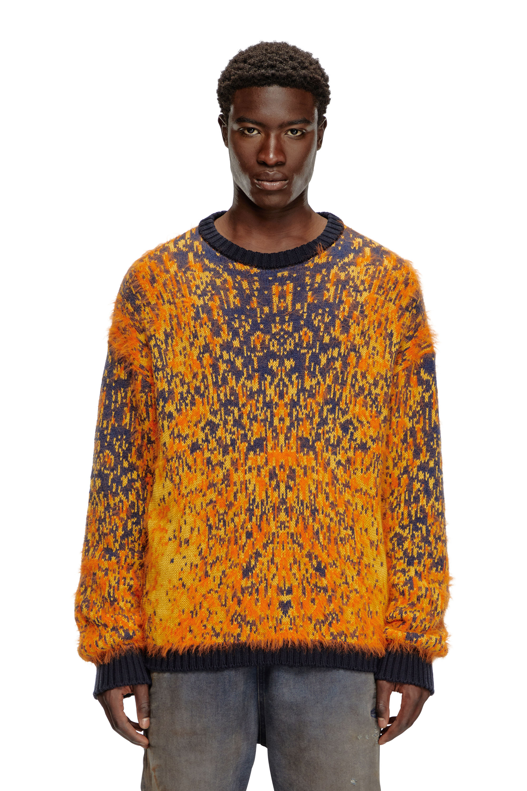 Diesel - K-RAIN, Man's Jumper with acid rain effect in Orange - 1