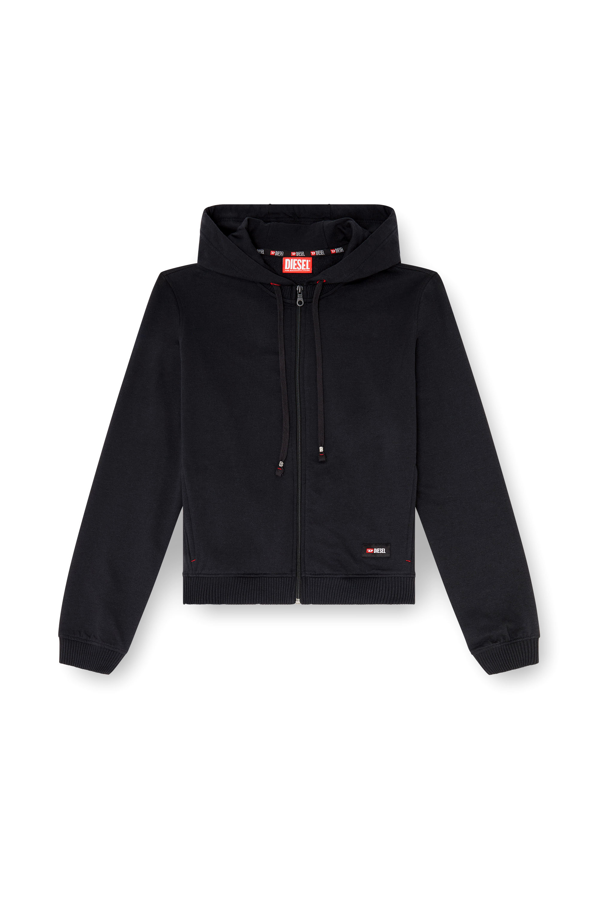 Diesel - HARRIET-D-CORE, Woman's Hoodie in peached cotton blend in Black - 2