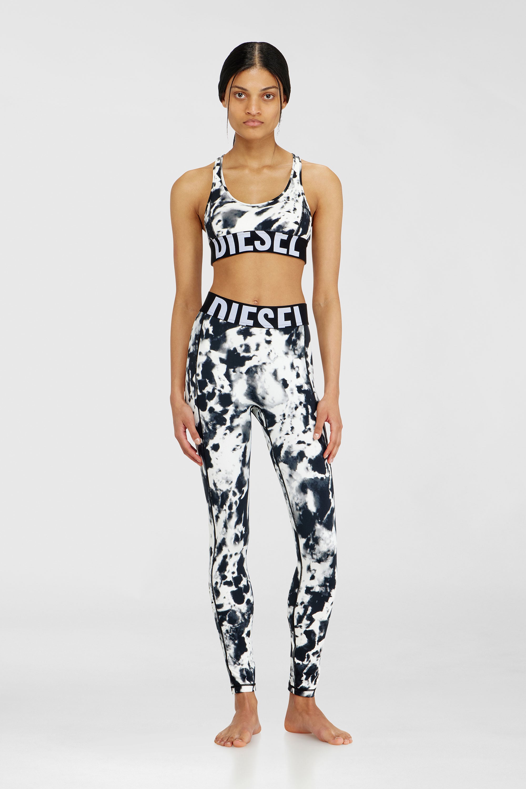 Sports bra in printed microfibre
